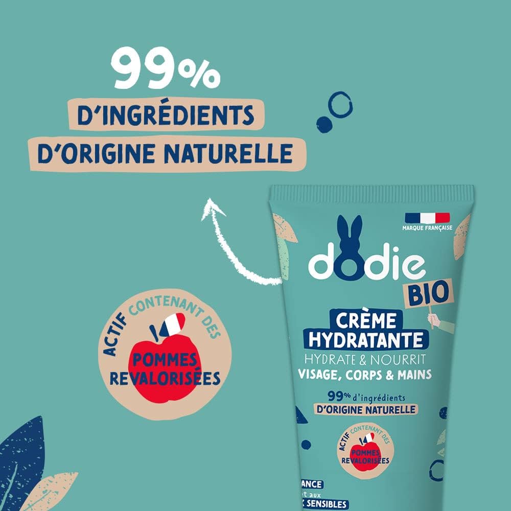 Detalle de DODIE Crème Hydratante Bio – visage, corps et mains, 75 ml, dès la naissance