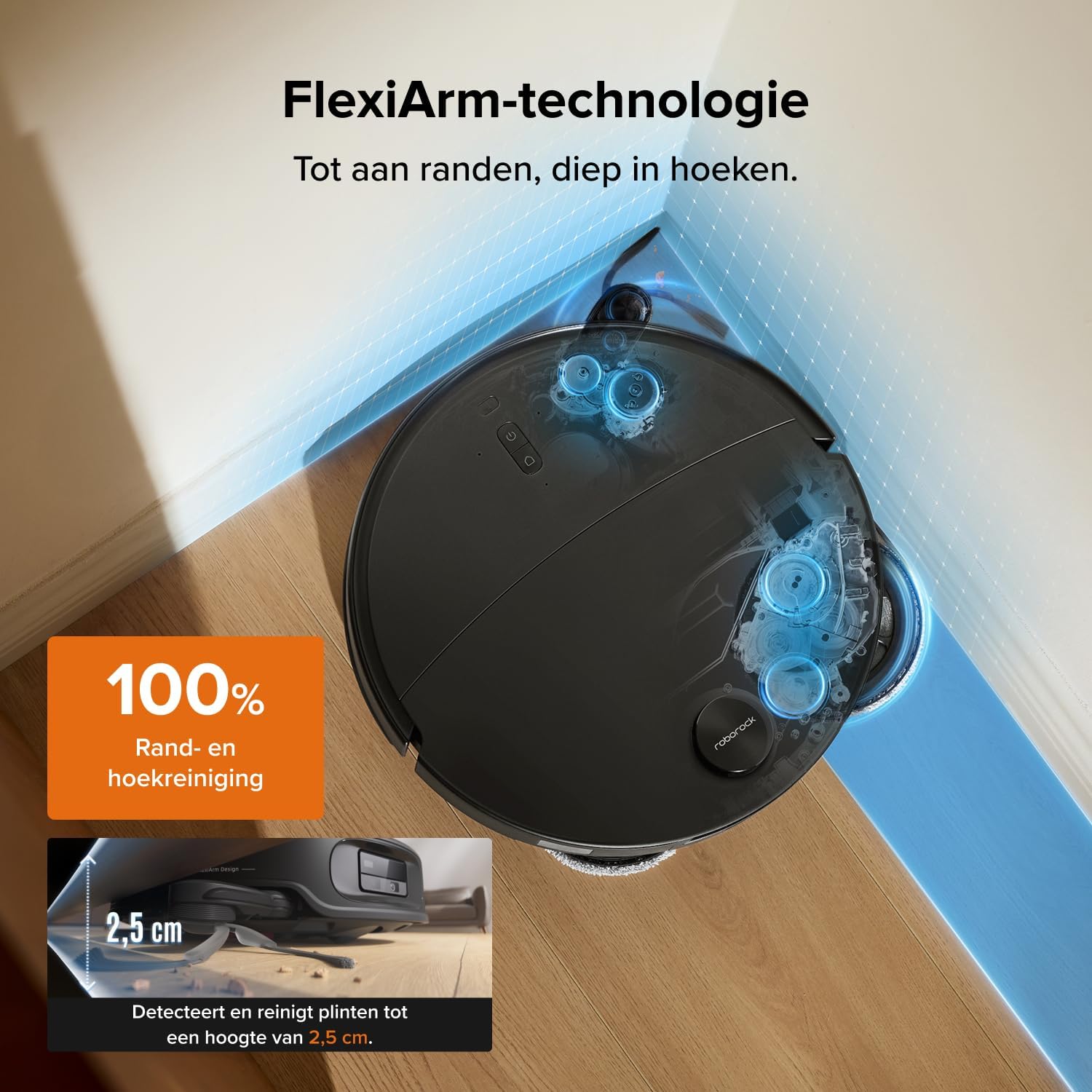 Detalle de roborock Qrevo Edge 2 Set robotstofzuiger, 25.000 Pa en ultraslank ontwerp