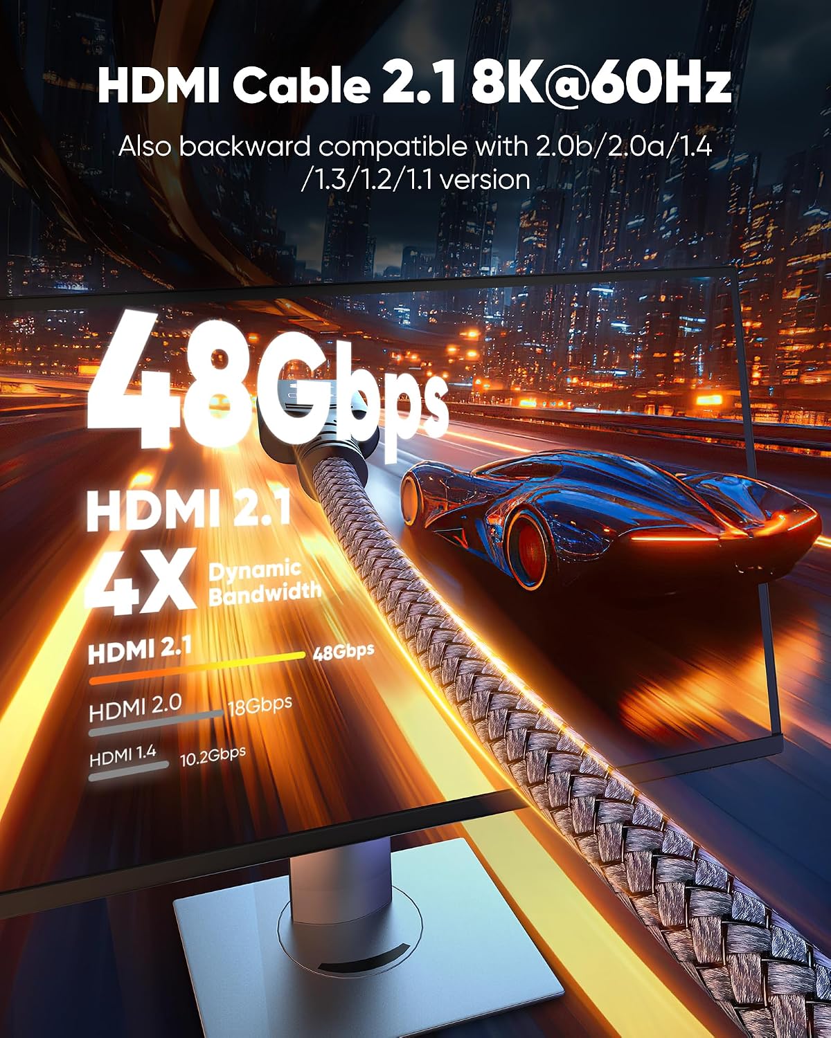 Detalle 2 de Snowkids 5m HDMI 2.1 cable 8K@60Hz