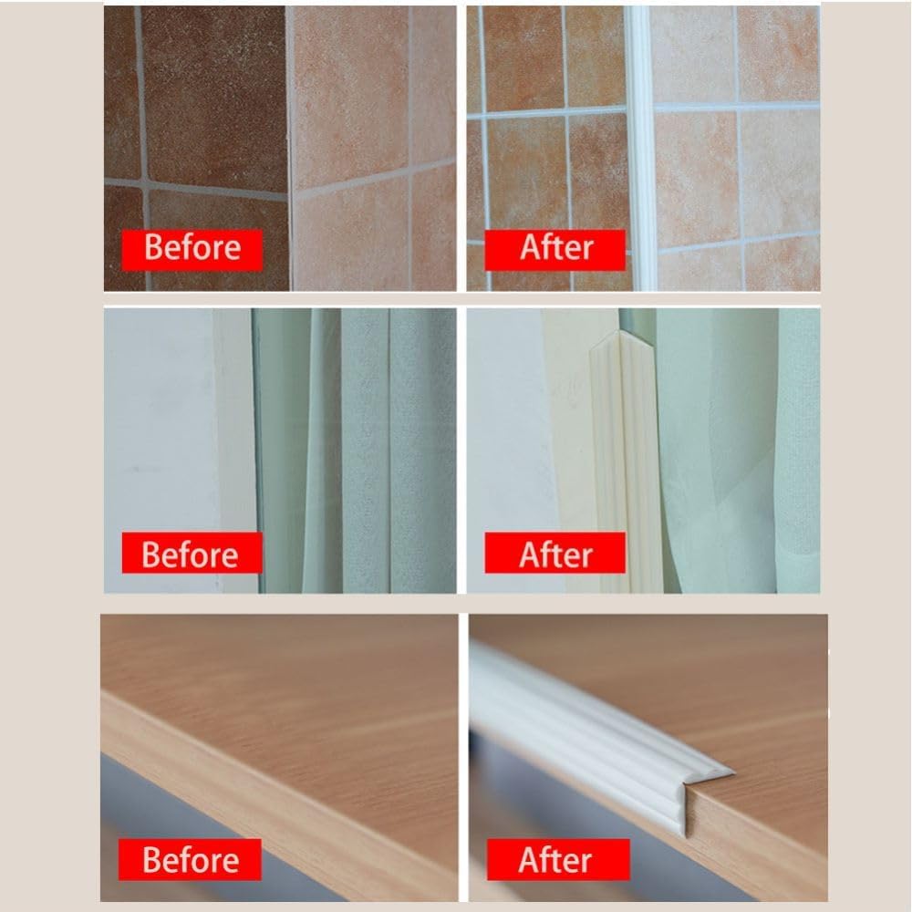 Detalle de Zayejod corner protector flexible edging trim, white TPE, 2m