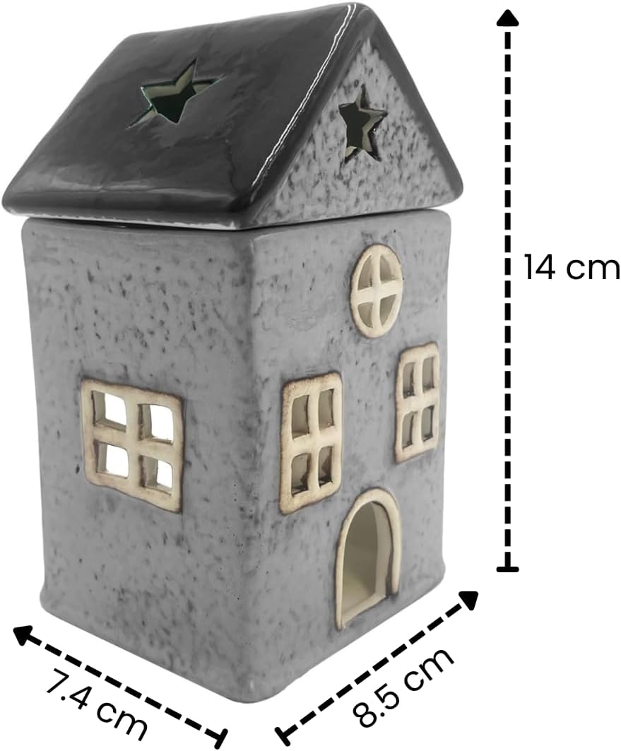Thumbnail 1 de Cello Star Cottage Burner (Grey Ceramic) wax melt & fragrance oil tealight holder