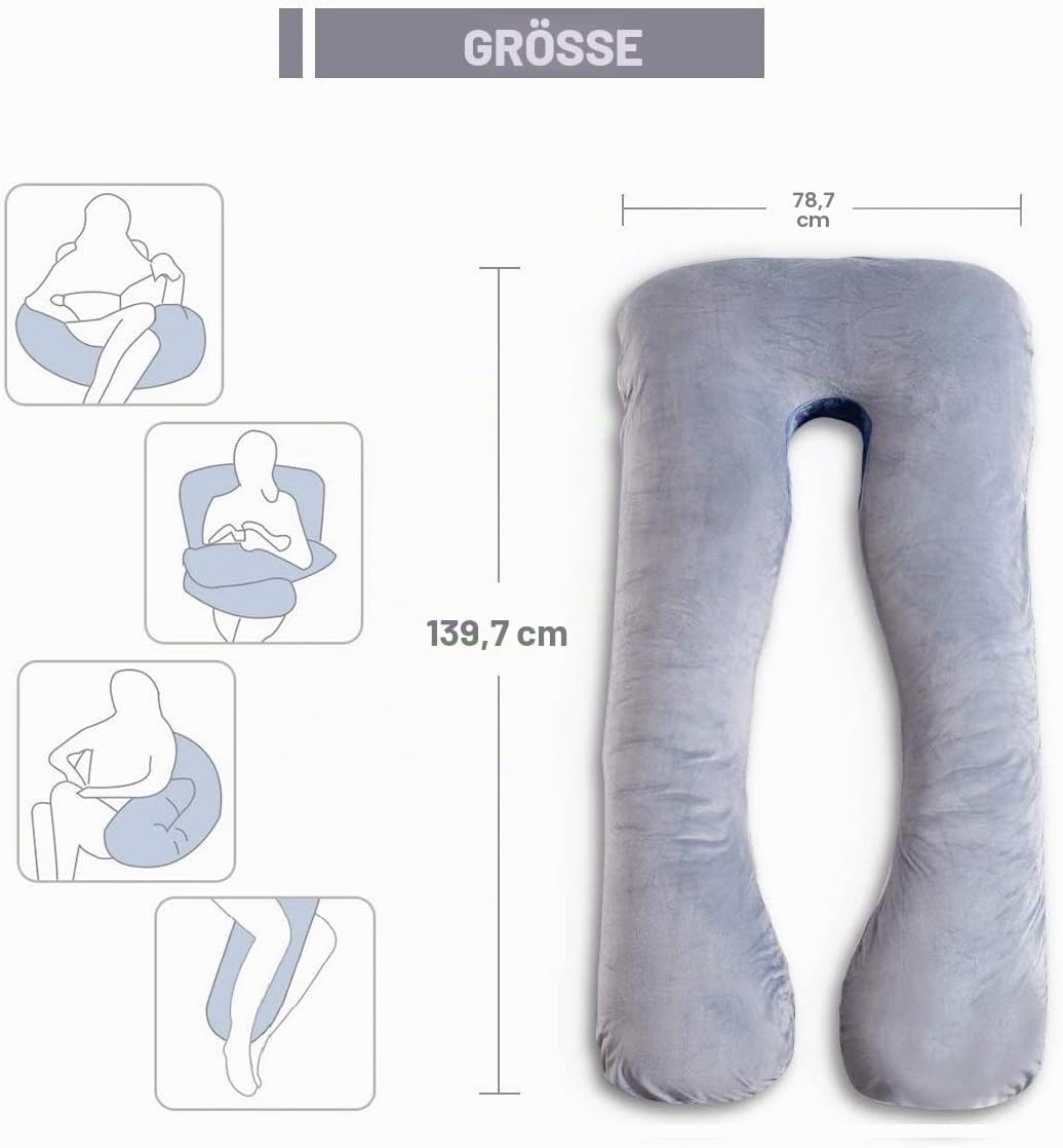 Thumbnail 1 de AS AWESLING Schwangerschaftskissen – U-förmiges Ganzkörperkissen, Stillkissen und Stützkissen in Grau