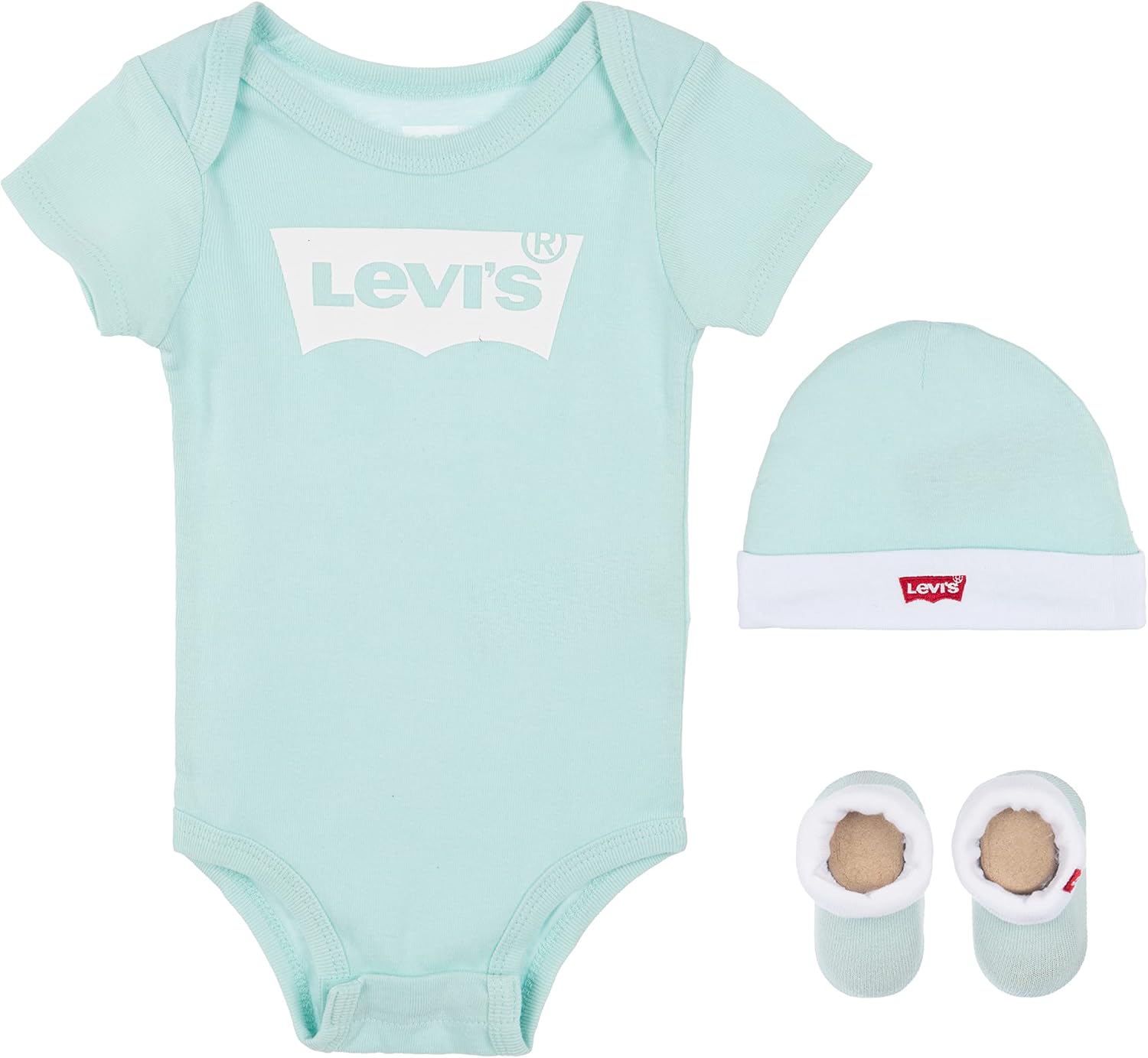 Thumbnail 6 de Levi's Classic Batwing Infant Hat Bodysuit Bootie Set 3pc Unisex