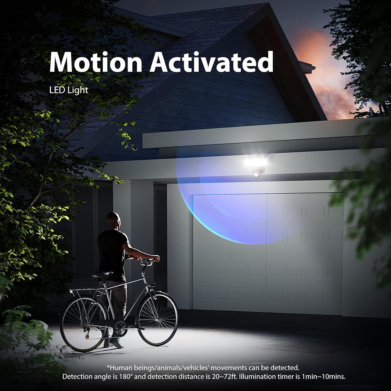 Detalle 1 de Onforu outdoor motion sensor flood light 100W