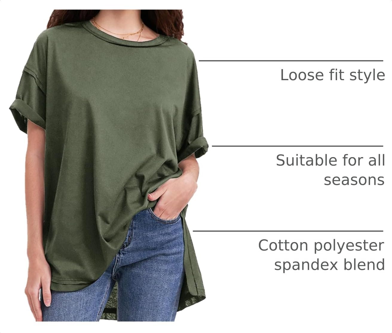 Detalle de EXLURA Women’s Summer Oversized T-Shirts (2026) Crewneck Maternity & Workout Tunic