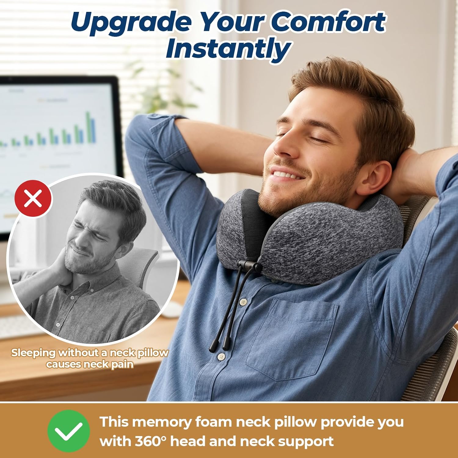Detalle de ExploreBliss Travel Pillow with Memory Foam