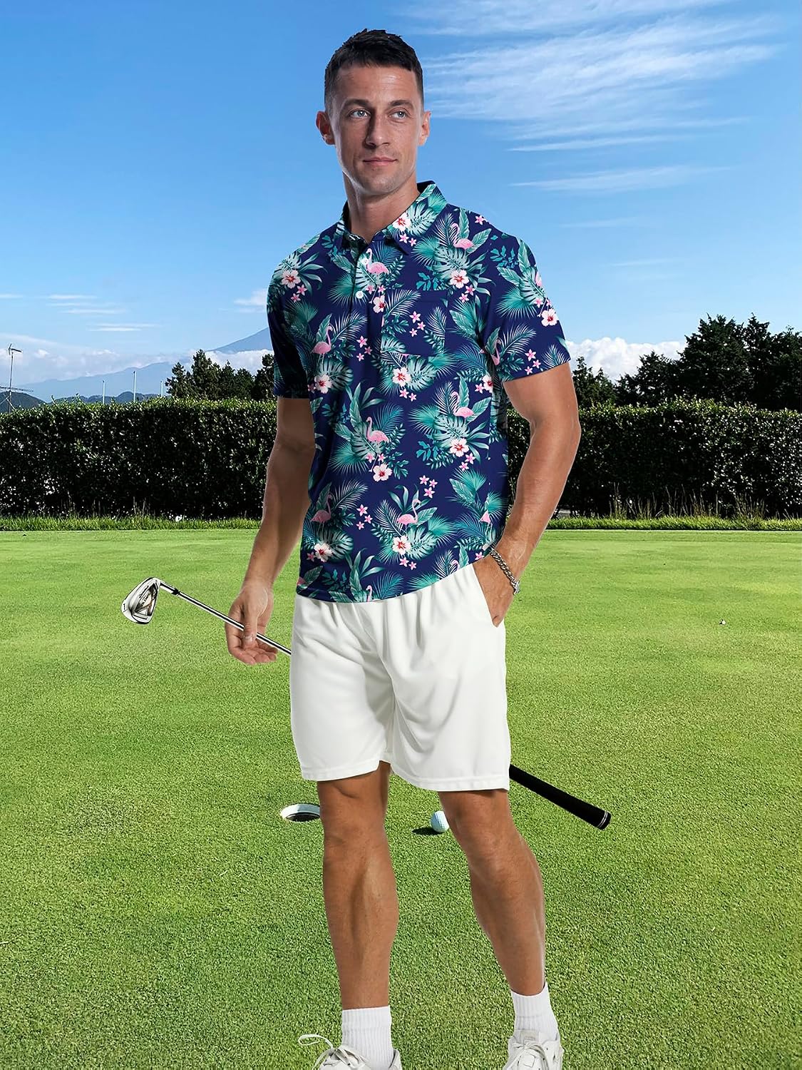 Thumbnail 2 de MLANM men’s short-sleeve polo shirts (printed) – lightweight stretch golf/casual tee