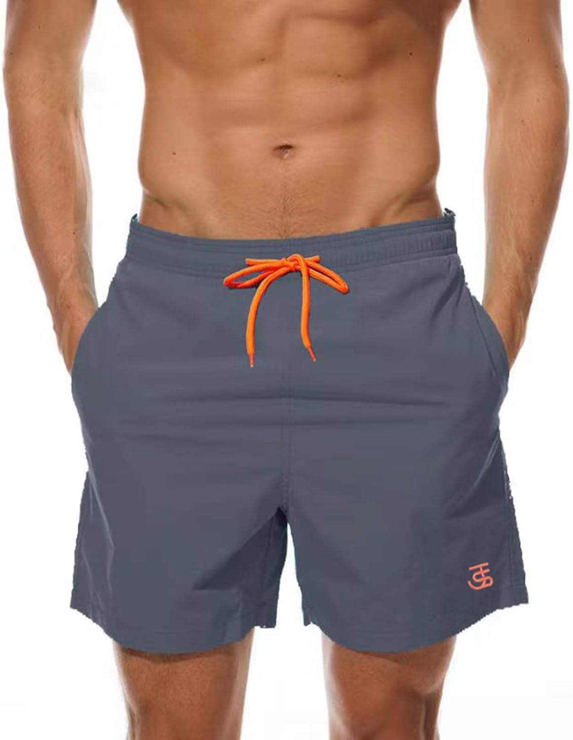 Detalle de JustSun Badehose Herren: Schnelltrocknende Boardshorts mit Mesh-Innenfutter und verstellbarem Tunnelzug