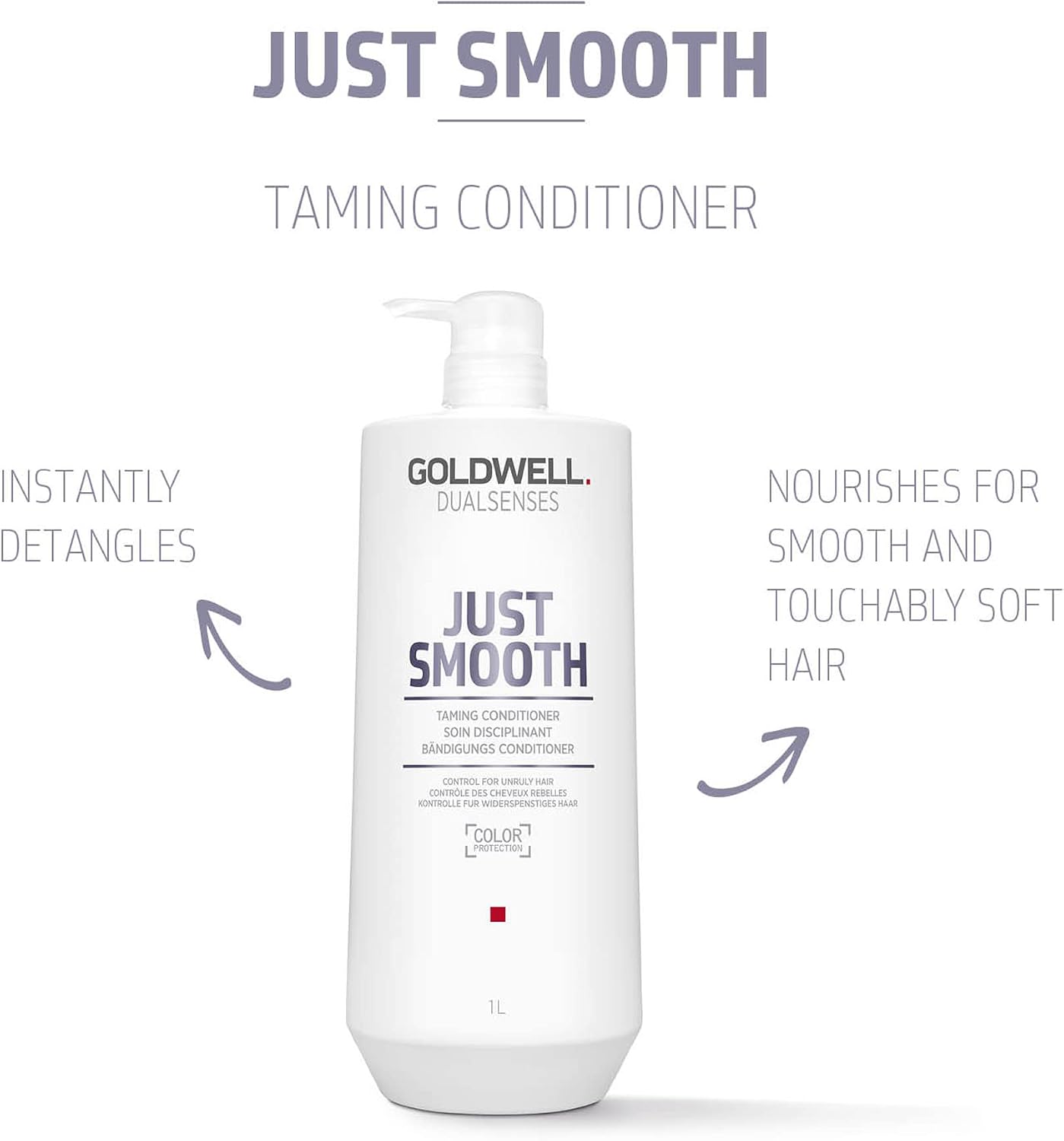 Detalle 2 de Goldwell Dualsenses Just Smooth Taming Conditioner, 1000 ml for Frizz Control