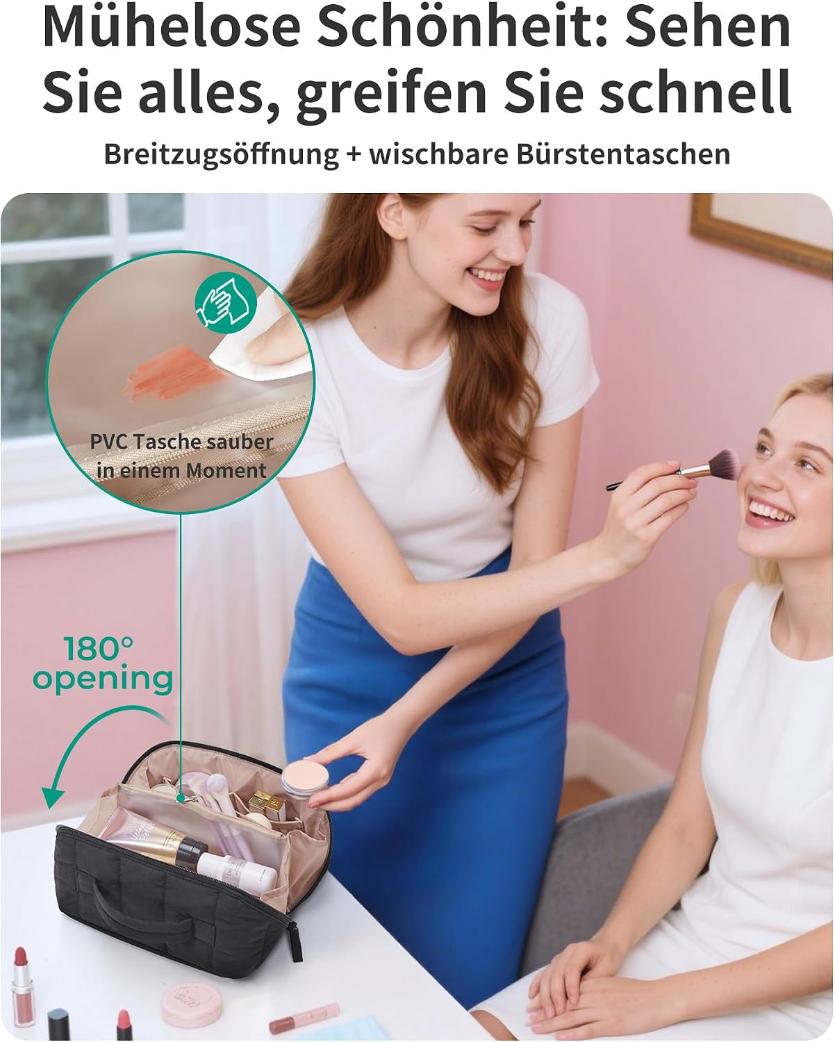 Thumbnail 5 de BAGSMART Reise Kosmetiktasche Damen – Wasserabweisende Kulturtasche mit großzügigem Stauraum, offenes Design und 2-in-1-Aufbewahrung