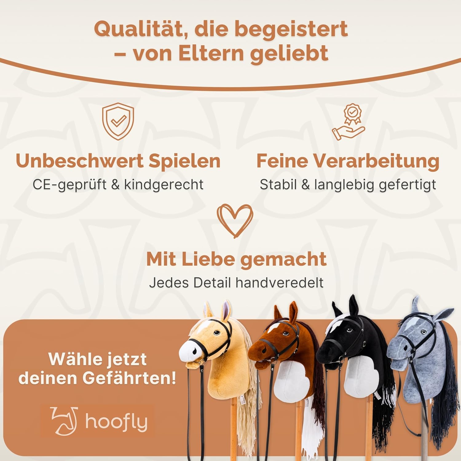 Thumbnail 5 de Hoofly® Hobby Horse Pferde – Großes Steckenpferd mit Trense, 40 cm Schraubstab & realistischer Ausführung
