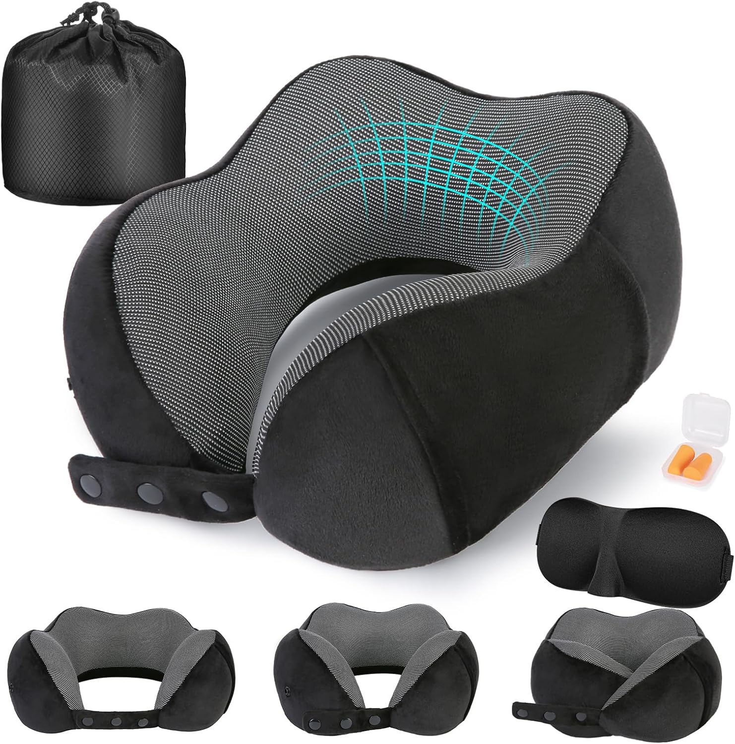 Detalle de Cirorld Travel Pillow memory foam neck pillow for adults 🛫