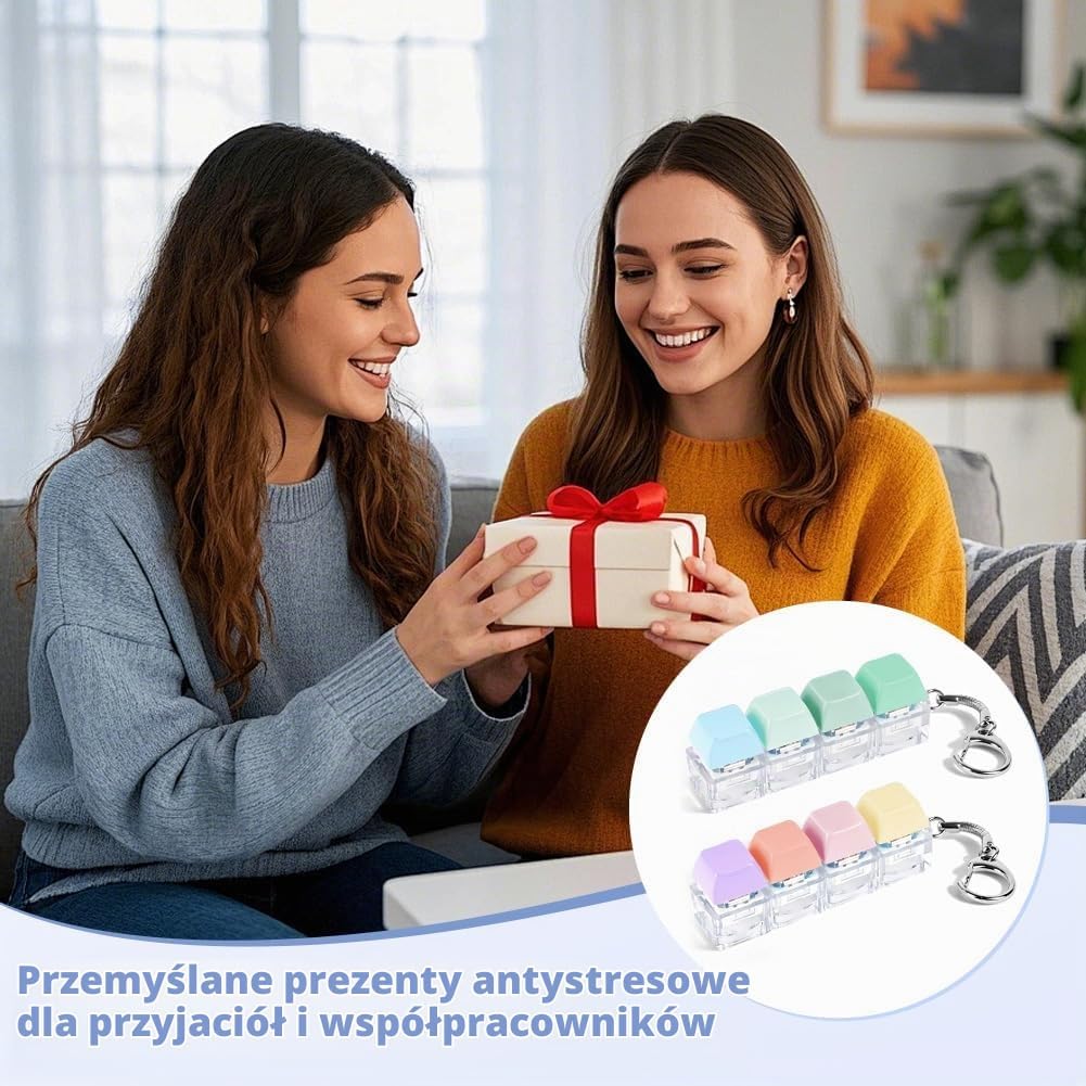 Detalle 2 de AUAUY 5702741 – brelok antystresowy, mini klawiatura z 4 przyciskami, 2 sztuki