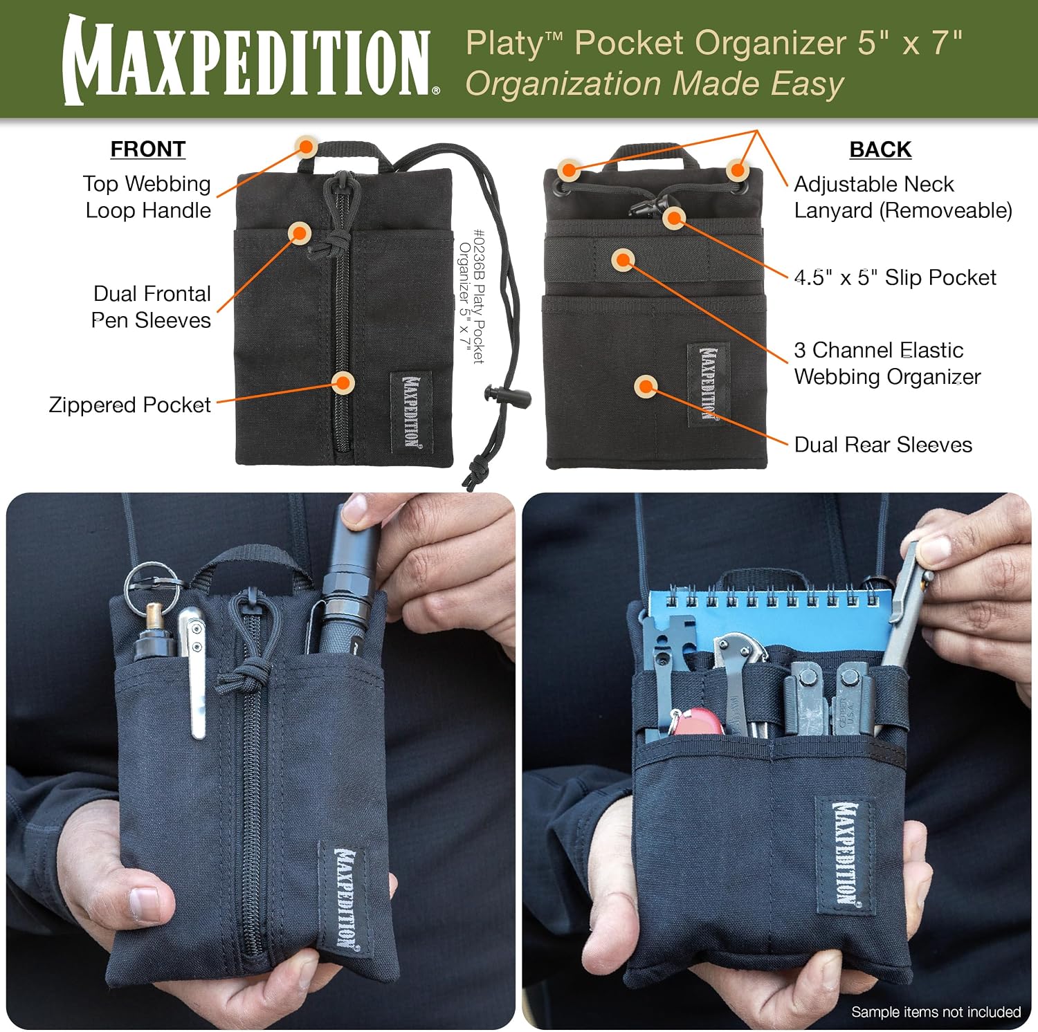 Thumbnail 3 de MAXPEDITION Platy ポケットオーガナイザー｜薄型ナイロン製、着脱式パラコードストラップ付き