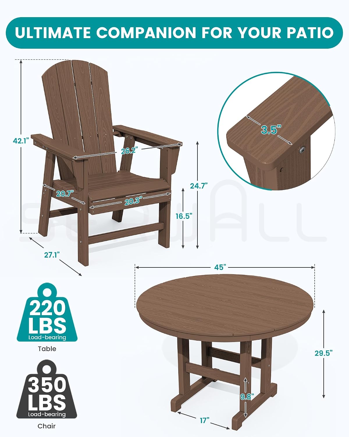 Detalle 2 de SERWALL Adirondack Dining Chairs in HDPE