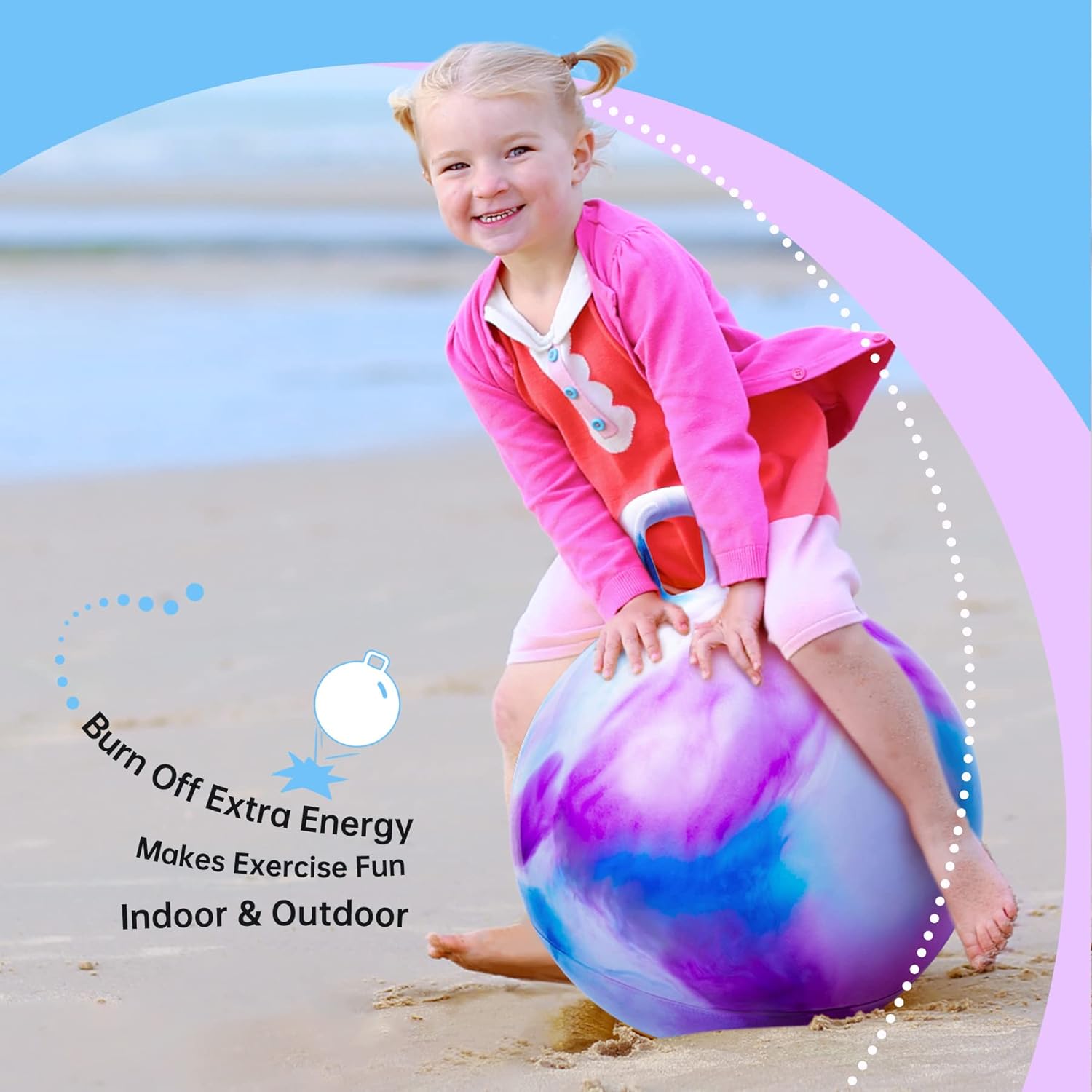Thumbnail 3 de ZOOJOY Hopper Ball (18-inch) with Handle, Inflatable Clouds Bouncer for Kids Aged 3–8