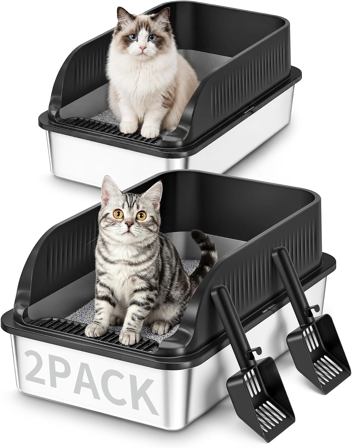 Thumbnail 6 de Stainless Steel Cat Litter Tray with High Sides (XXL) – Hooded, Leak-Proof and Easy to Clean