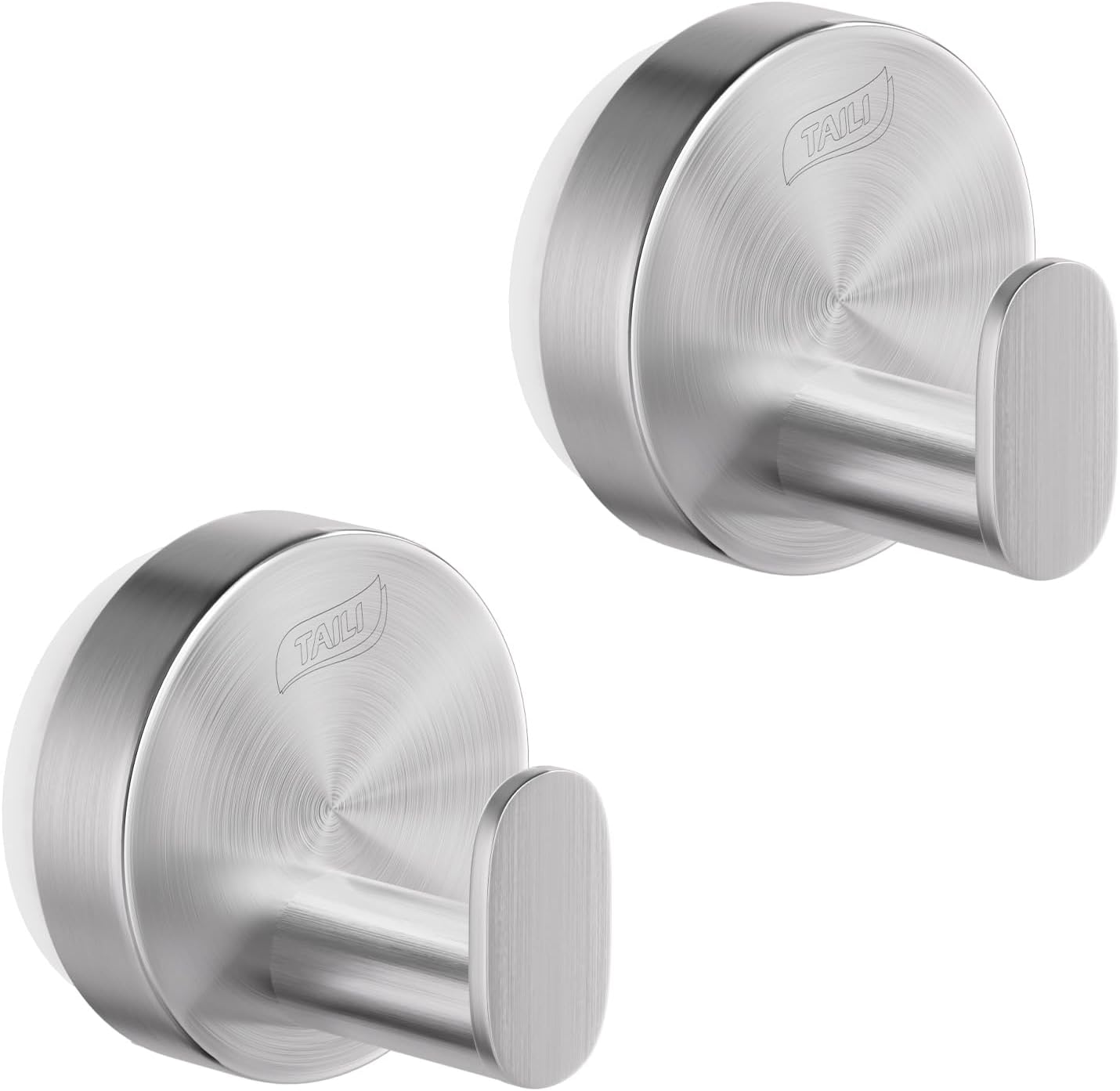 Detalle de TAILI Bathroom Towel Hooks with Vacuum Suction Cups (2 Pack) – Stainless Steel, No Drilling