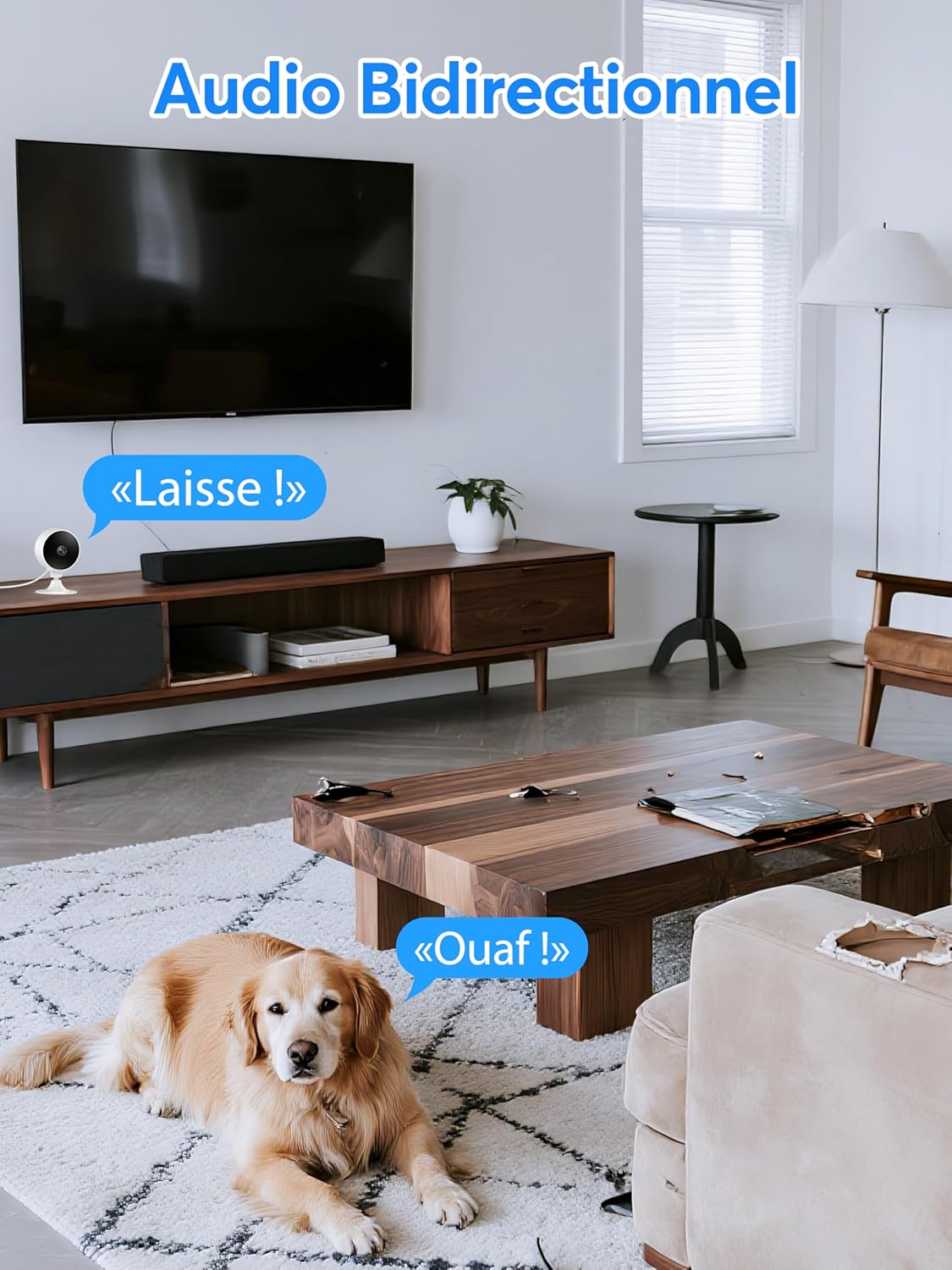 Thumbnail 5 de Elelink Caméra Surveillance WiFi Intérieure 2K 3 MP (audio bidirectionnel, vision nocturne) — compatible Alexa & Google Assistant