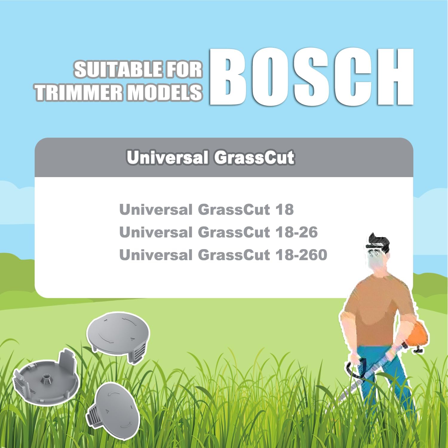 Thumbnail 2 de RISELION 1600A01R5J Trimmerabdeckung – kompatibel mit Bosch UniversalGrassCut 18/18-26/18-260