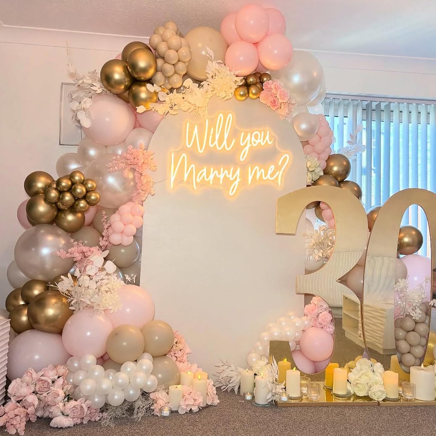 Thumbnail 3 de White Pink Gold Balloons Set, 12 Inch Double Stuffed Pearls in Blush Pink & Champagne Gold — 50 pcs for Fairy Birthday, Wedding & Party Decor