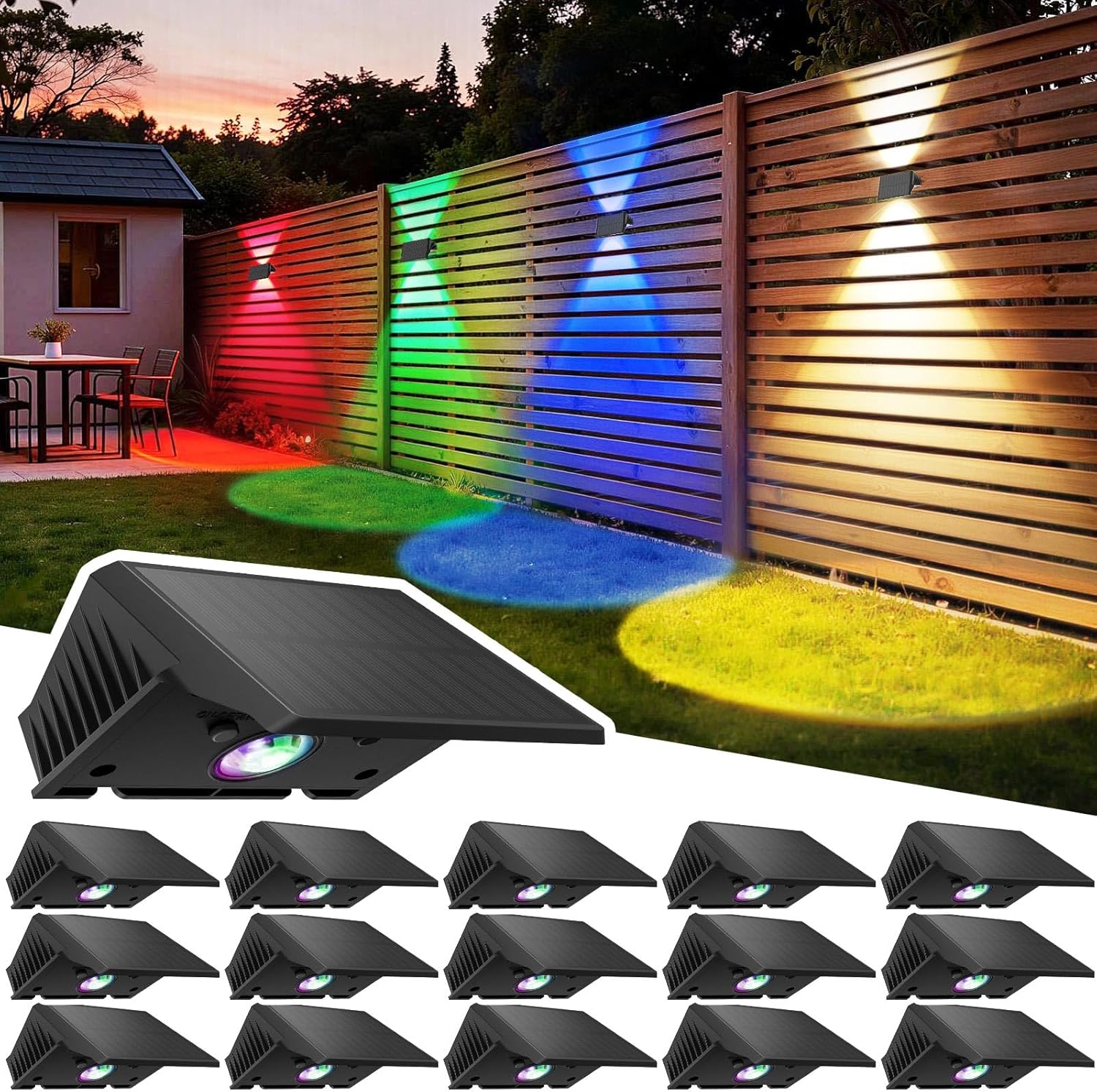 Thumbnail 4 de Delaiglow Solar Fence Lights Outdoor (4 Pack) – Warm White up & down wall lights, IP67