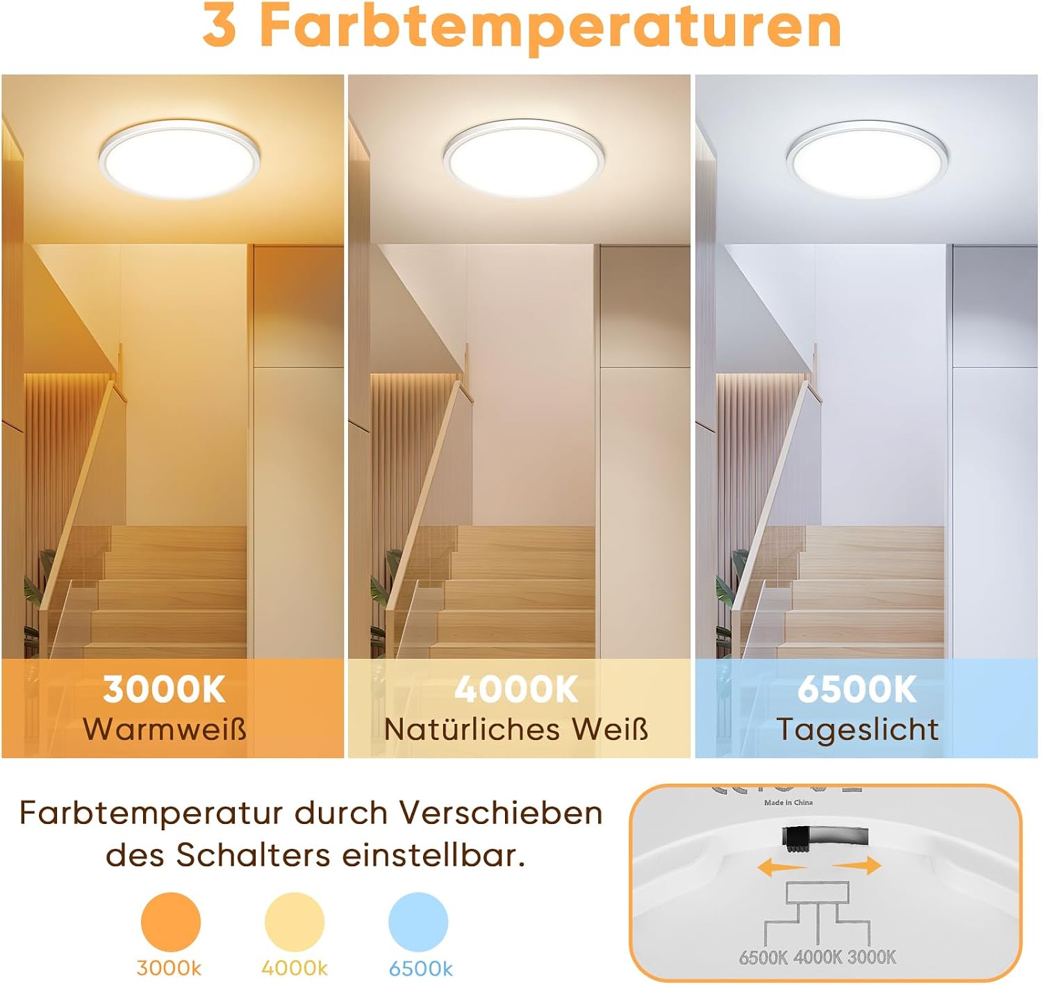 Detalle de NIBSHOOM LED Deckenlampe mit Sensor 24 W