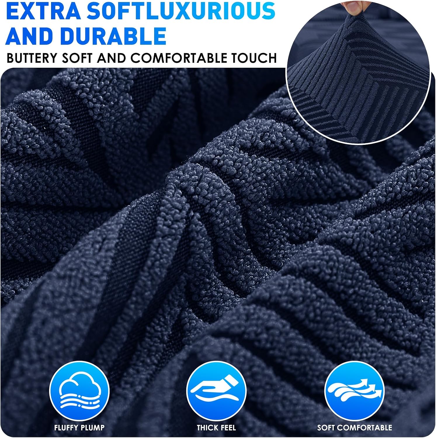 Detalle 2 de CYCMACO Copridivano elasticizzato universale 2 posti con braccioli, blu scuro