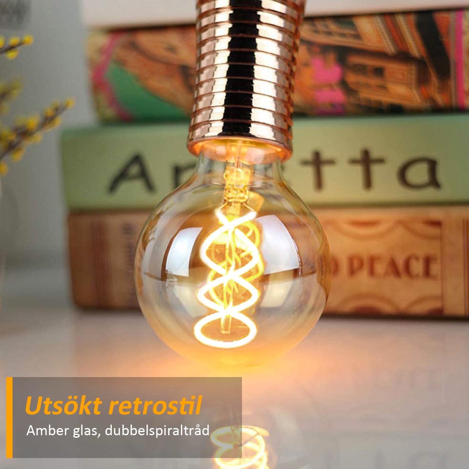 Thumbnail 6 de DUTSUGUAR G80 E27 vintage LED-lampa, dimbar 4 W med bärnstensglas, 6-pack