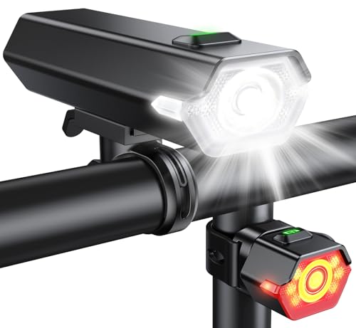 Glangeh Luci bicicletta LED ricaricabili USB, impermeabili IP65