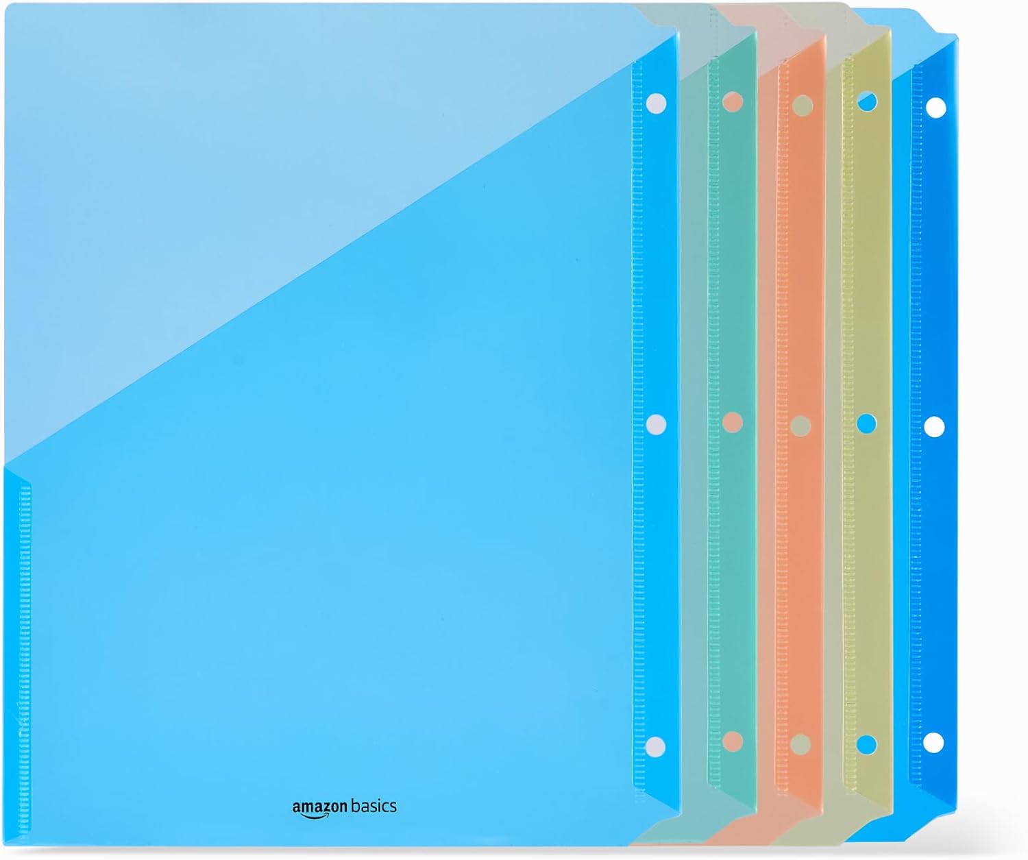 Detalle 2 de Amazon Basics Binder Organizer: 25-Pack Plastic Document Folders with 3-Hole Punch