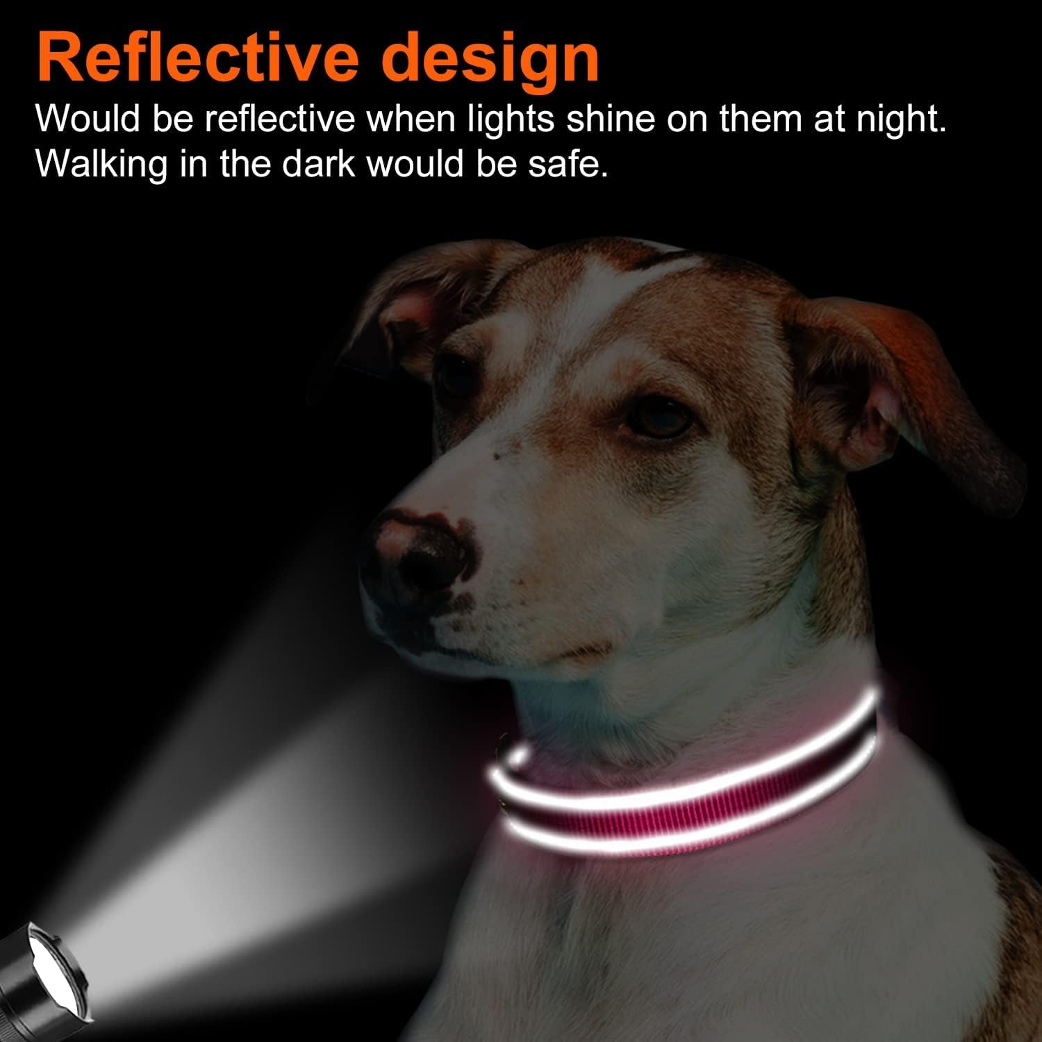 Detalle de Joytale Reflective Dog Collar: XL Hotpink with Soft Neoprene Padding and Metal D-Ring