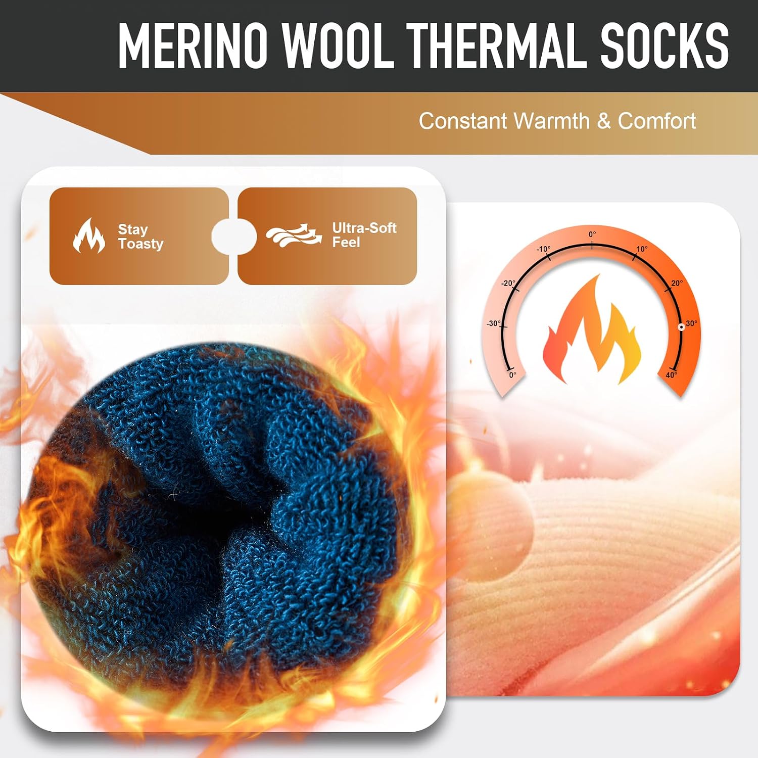 Detalle de Niorasen thermal merino wool socks 3 pairs