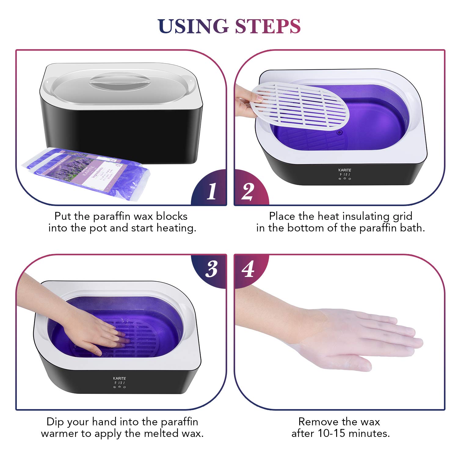 Detalle de Karite Paraffin Wax Machine for Hands and Feet (4000ml) – Auto-time & Keep Warm Paraffin Wax Bath Kit