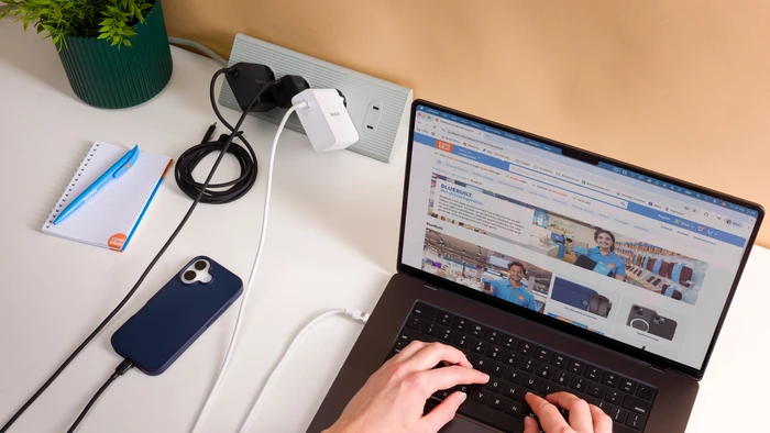 Thumbnail 7 de BlueBuilt 100 W GaN USB-C-Ladegerät Schwarz + USB-C-Kabel 240 W 2 m Nylon Schwarz Doppelpack