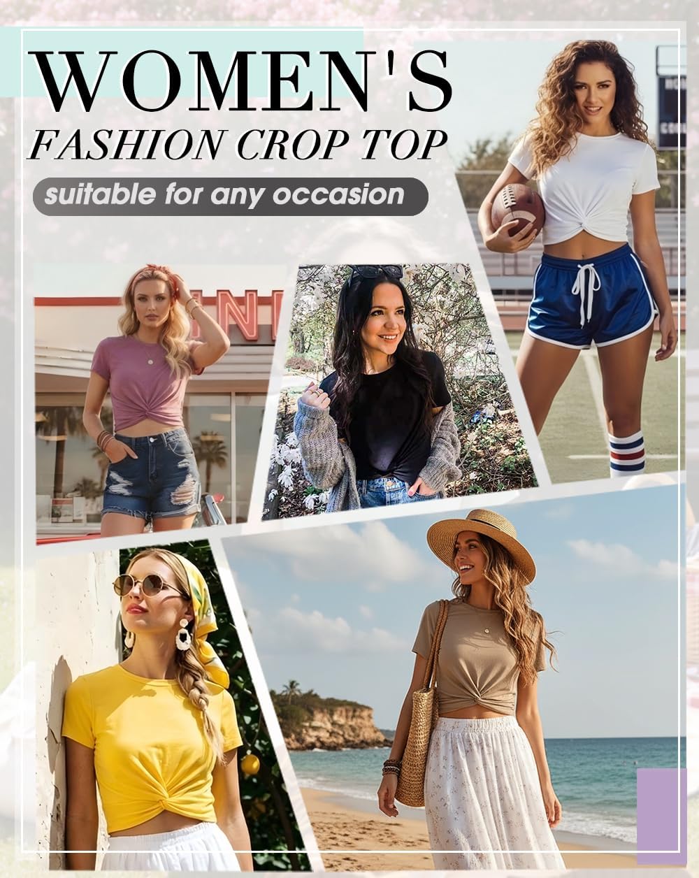 Thumbnail 4 de JINKESI Women's Summer Short Sleeve Crop Top with Twist Front