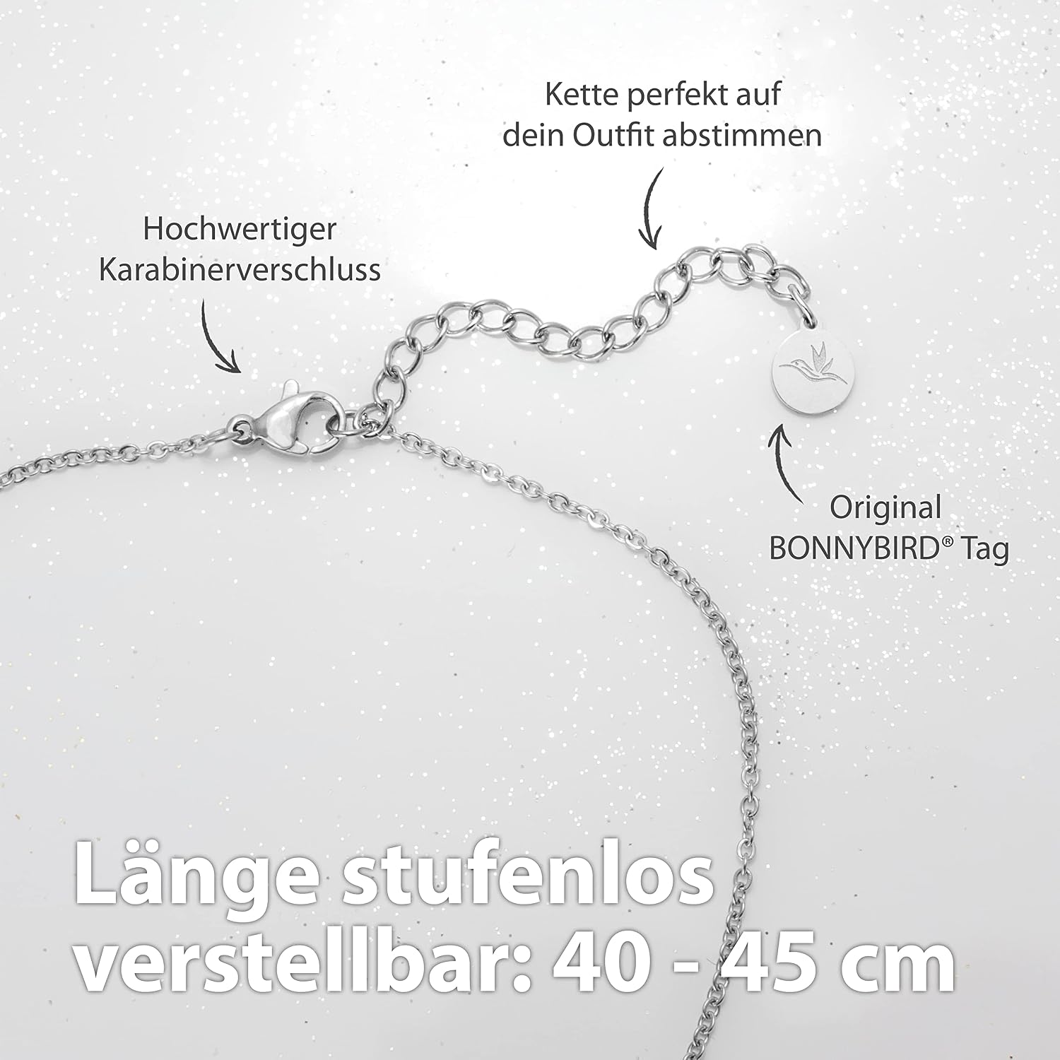 Detalle de BONNYBIRD Wasserfeste Edelstahl Halskette Damen – Weltkugel Anhänger in Silber, Gold & Roségold