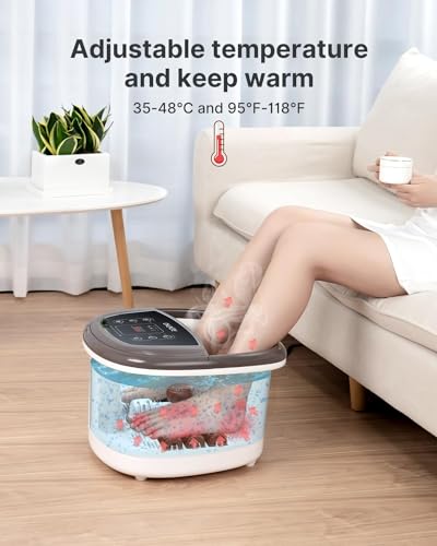 Detalle de Renpho bain de pieds hydromasseur avec chauffage, massage automatique ⚙