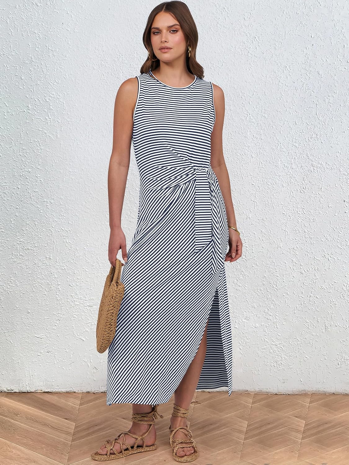 Thumbnail 4 de ANRABESS Women's Summer Casual Sleeveless Tie-Waist Midi Dress