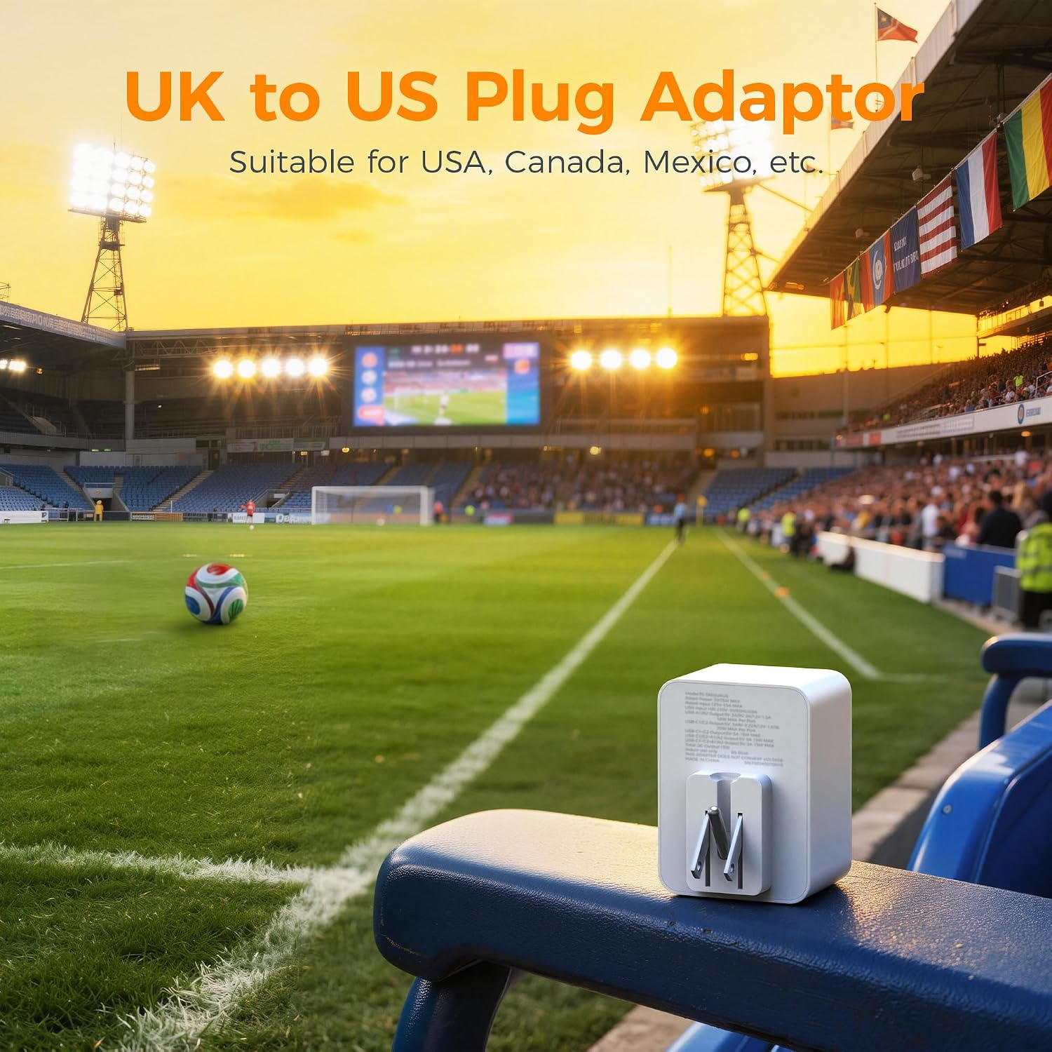 Detalle de TESSAN UK to US Plug Adaptor 2 Pack 20W