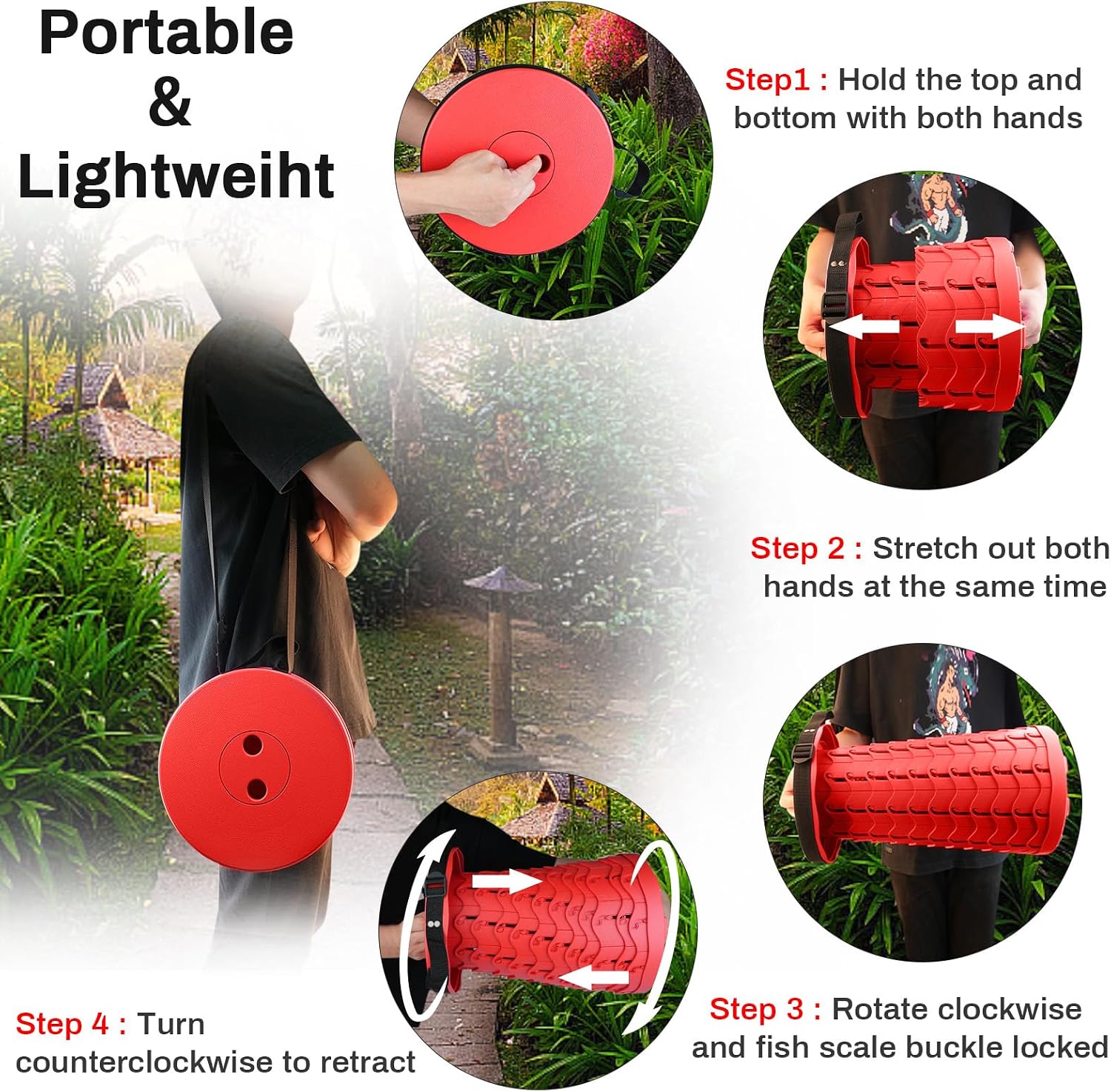 Thumbnail 2 de Hesanzol Tragbarer Teleskophocker (Klapphocker, einziehbar) bis 180 kg – für Camping, Garten & Angeln