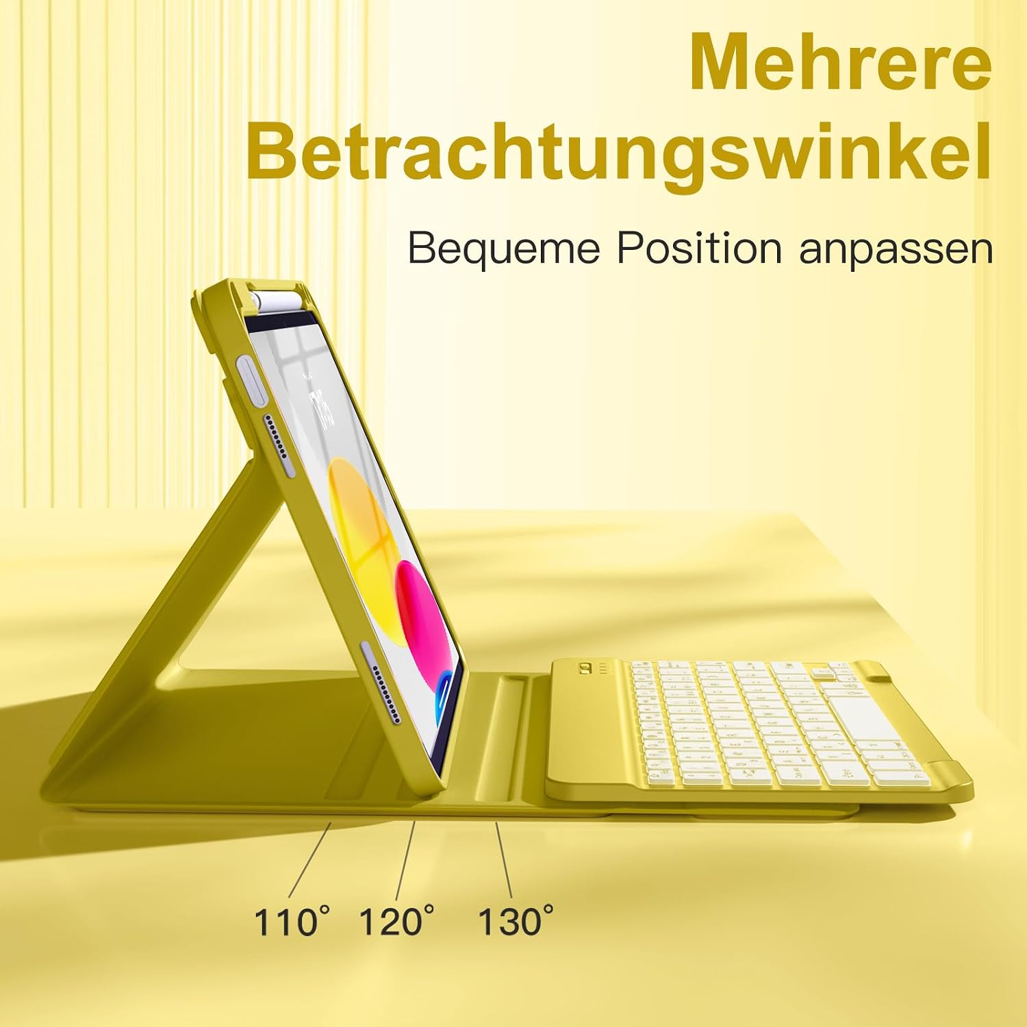 Detalle de Vobafe Hülle mit beleuchteter abnehmbarer Tastatur für iPad A16 (11/10.9 Zoll, 2025/2022) – 7 Farben, magnetisch, mit Stifthalter