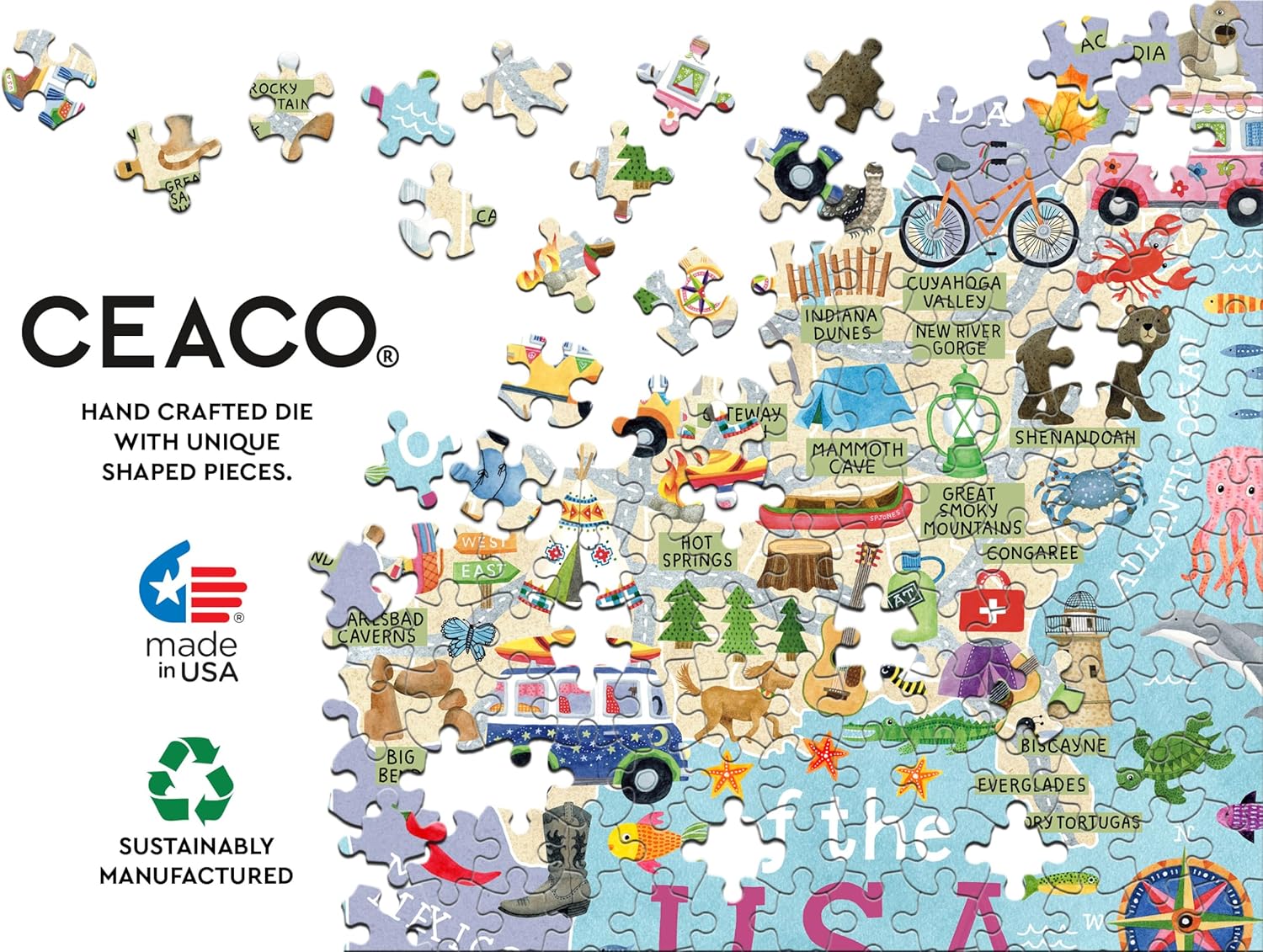 Detalle de Ceaco National Parks Map 500 Piece Jigsaw Puzzle
