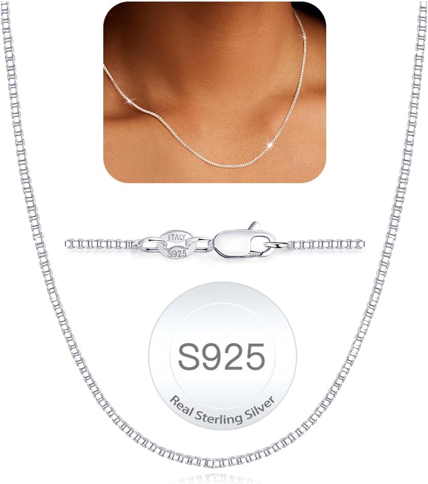 Detalle de ZHESHY Damen Silberkette 925 Sterling Silber ohne Anhänger – wasserfest, antioxydierend, 40–55 cm
