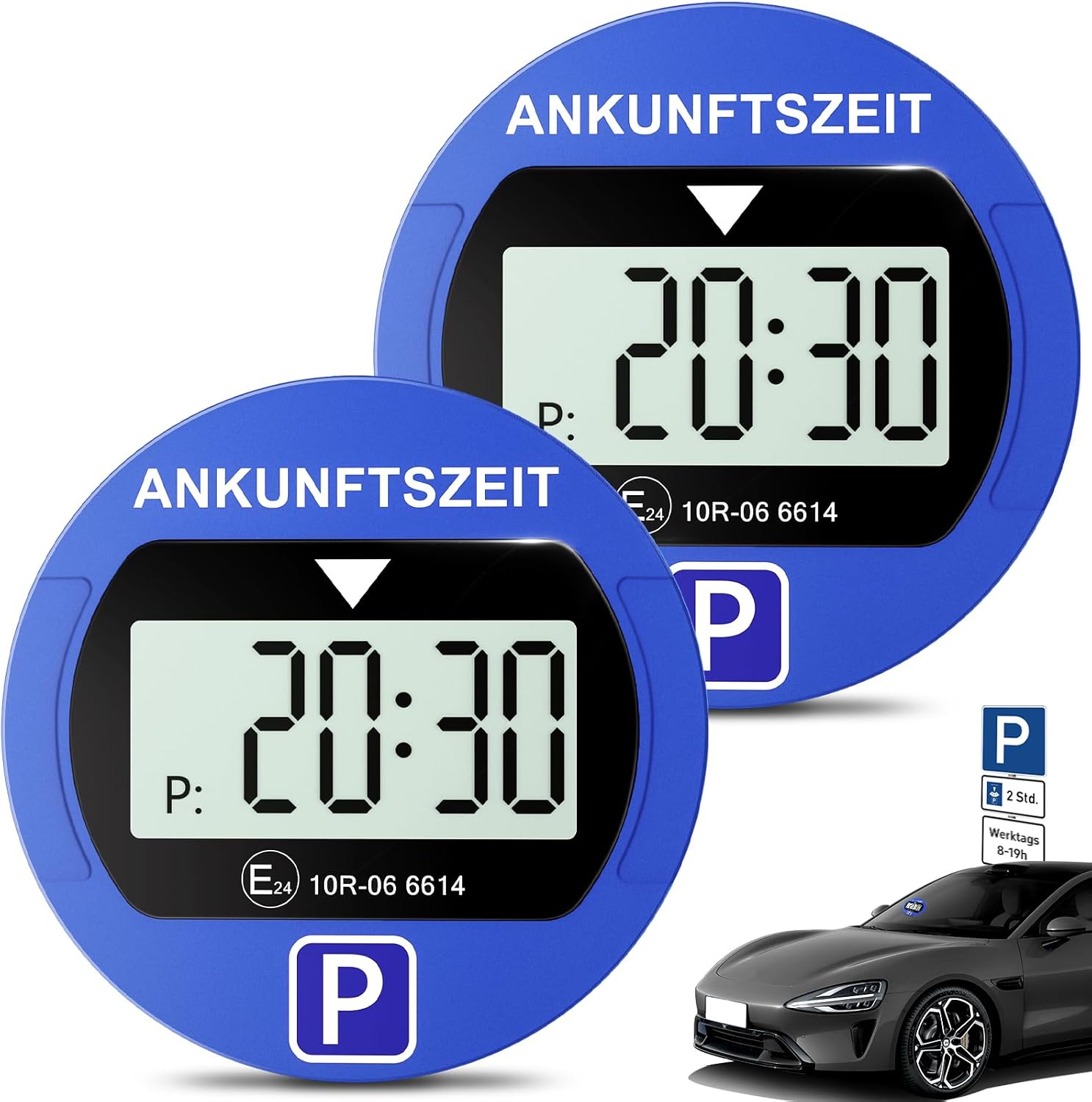 Detalle de Warmfay® Elektronische Parkscheibe (KBA-zugelassen) mit 2 Displays, Nachtparkmodus und automatischer Zeiterkennung