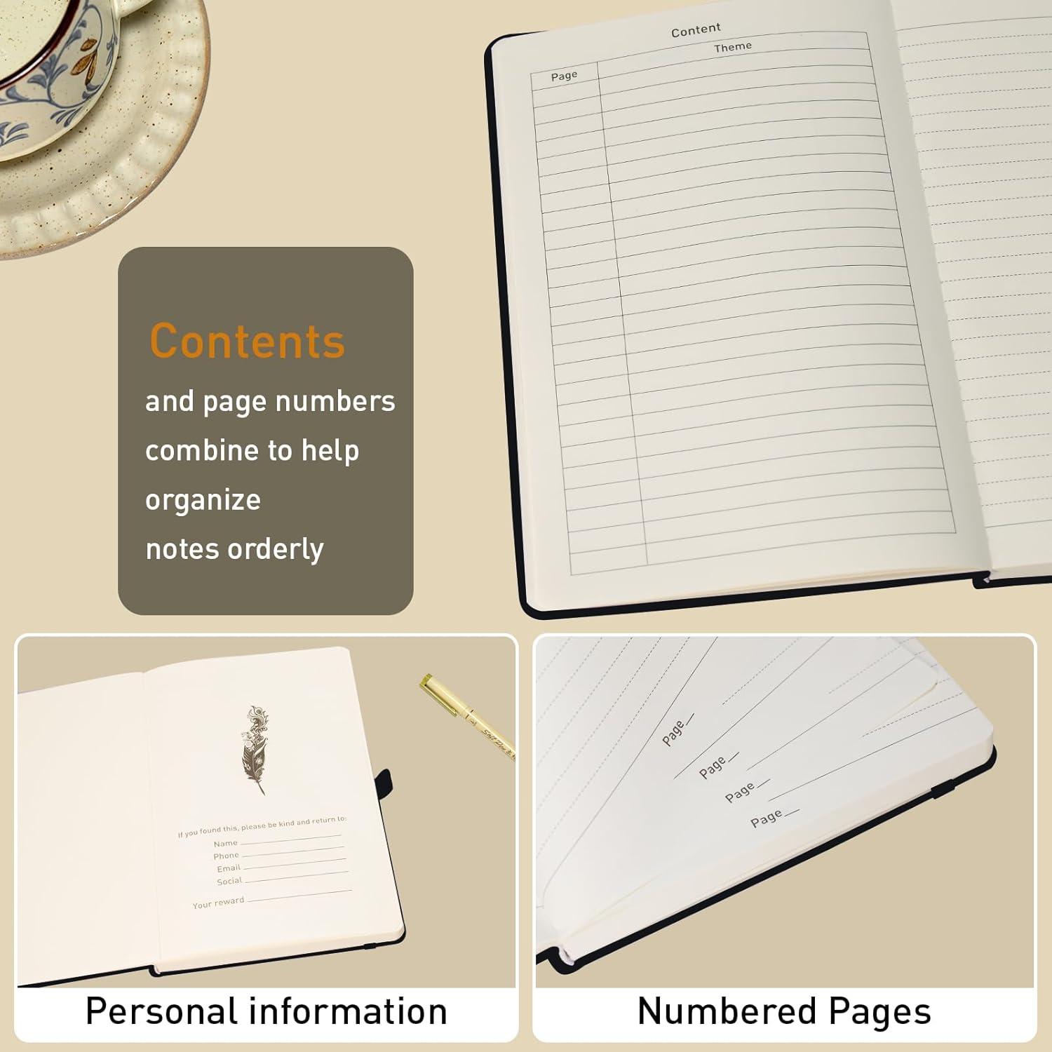 Detalle de XLOXFU Lined Notebook A5 Journal: 192 pages, PU Leather, 7mm ruling