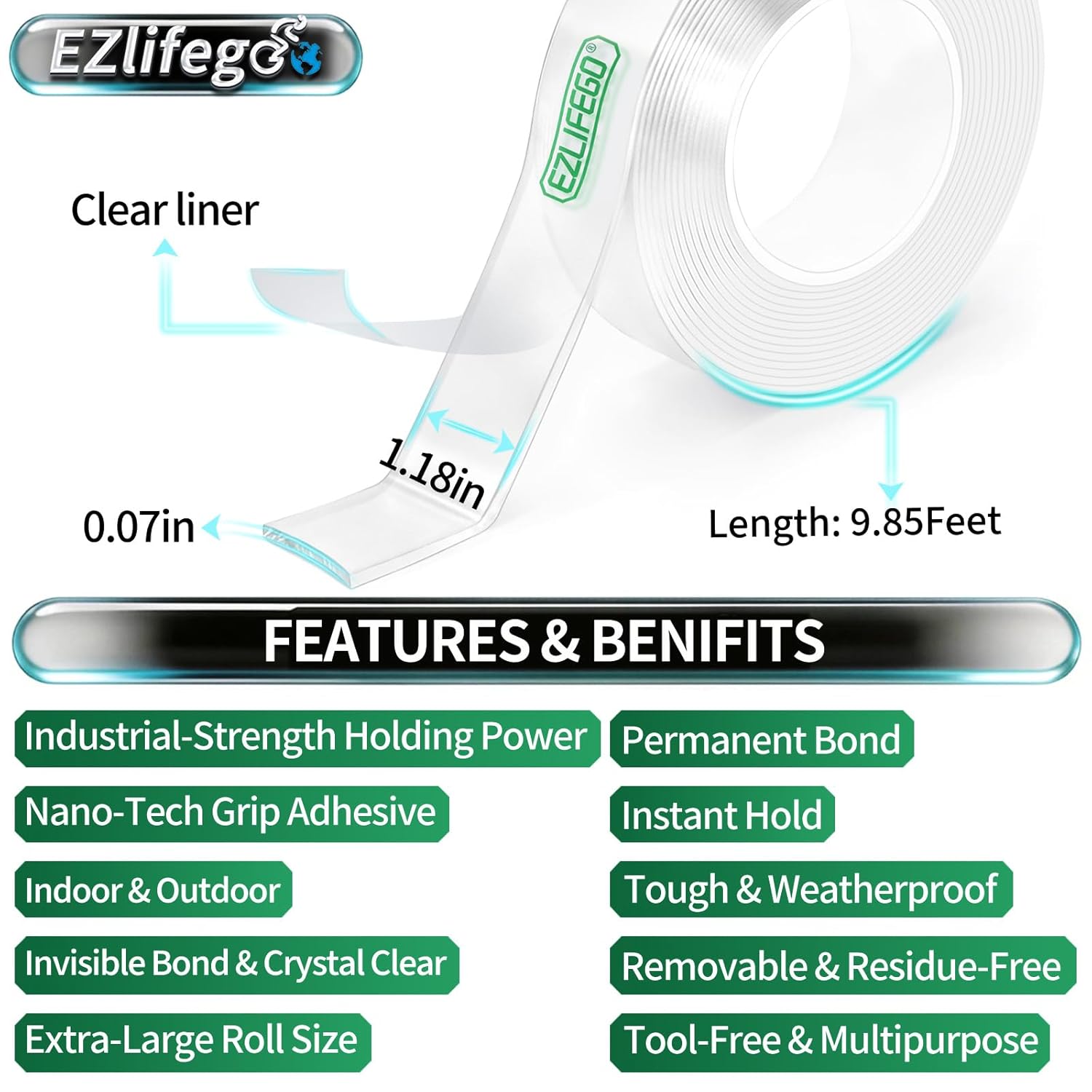 Thumbnail 1 de EZlifego Double Sided Tape Heavy Duty – Nano Tech Adhesive for Easy Mounting