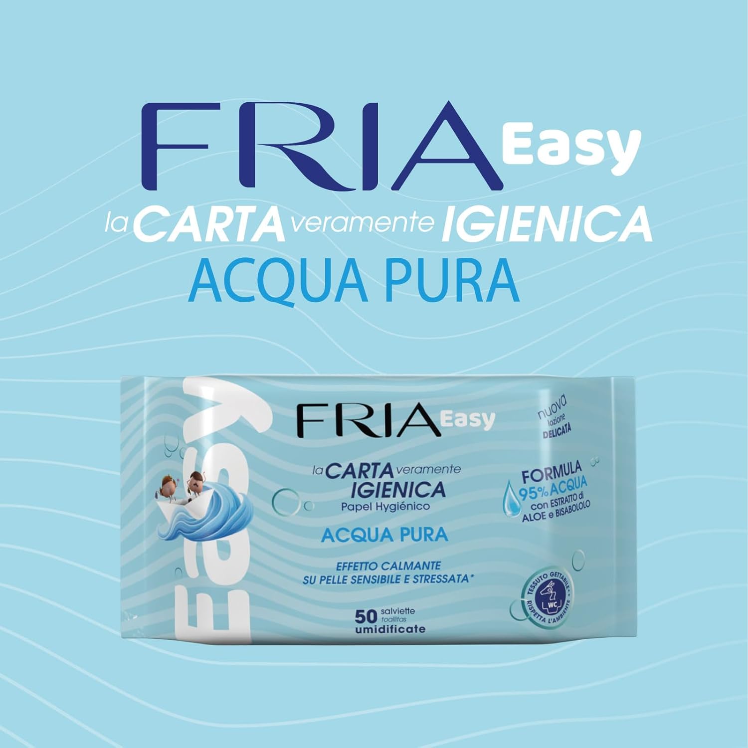 Detalle de Fria Easy Carta Igienica Umidificata con Acqua Pura ad Effetto Calmante – 50 Salviette