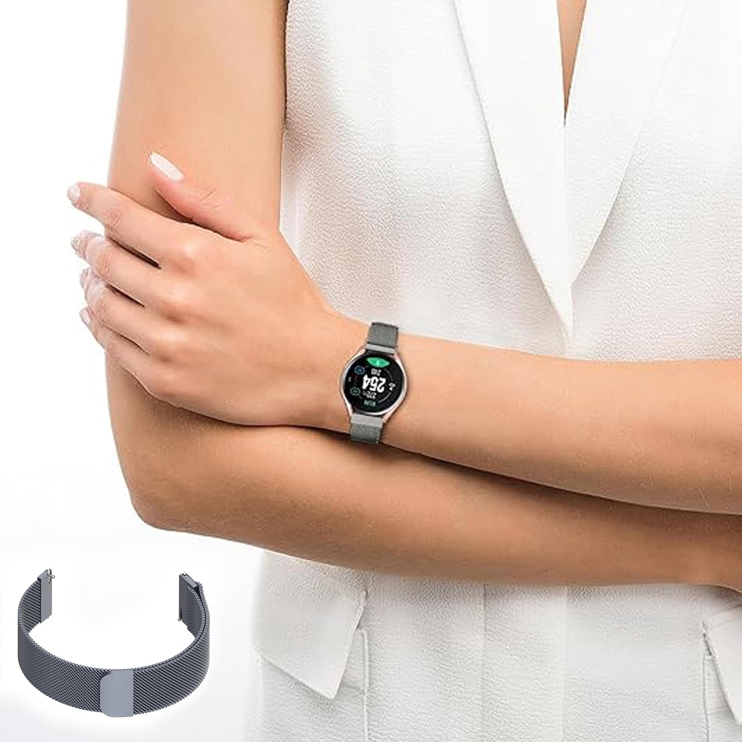 Thumbnail 6 de ZLZKJS Edelstahl Mesh Uhrenarmband mit Magnetverschluss – Schnellverschluss 14–24 mm (Smartwatch & klassische Uhren)