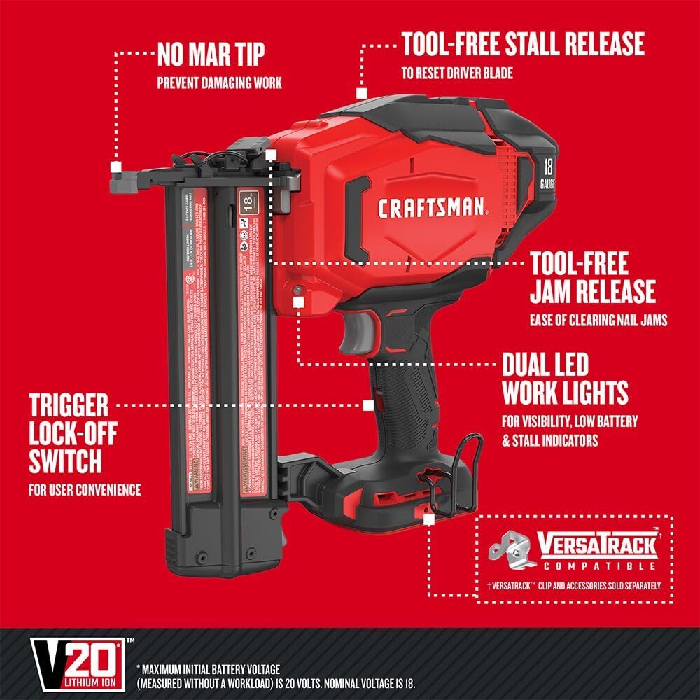 Detalle 2 de CRAFTSMAN CMCN618B V20 Brad Nailer 18GA ๐